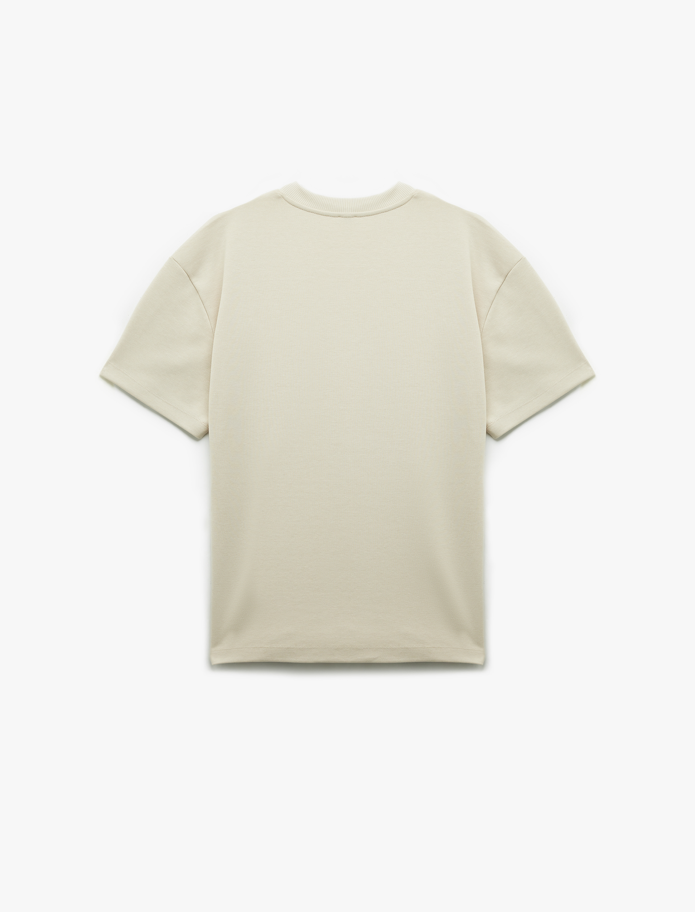   Pamuklu Kısa Kollu Pike Tok Kumaş Bisiklet Yaka Basic Oversize Tişört