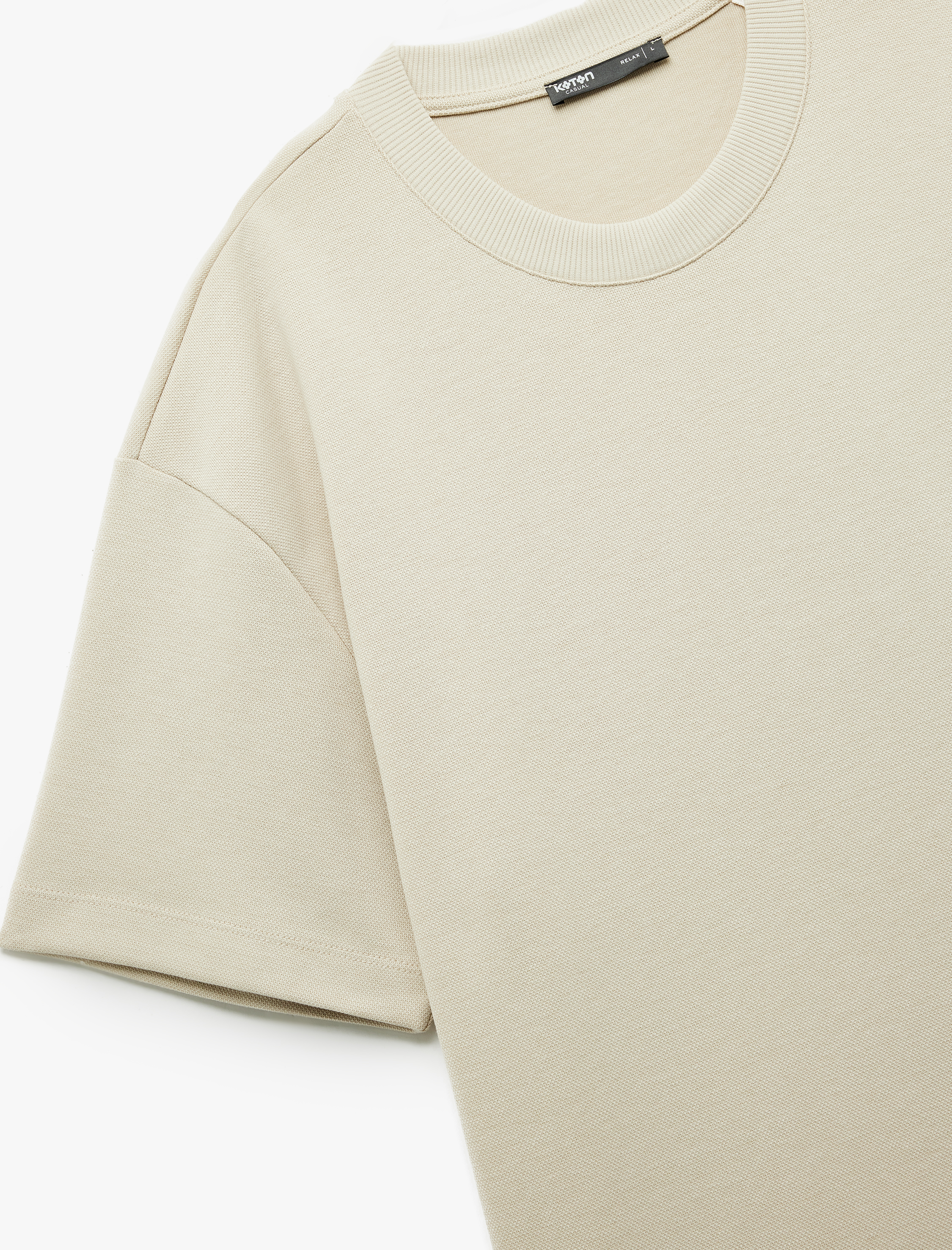   Pamuklu Kısa Kollu Pike Tok Kumaş Bisiklet Yaka Basic Oversize Tişört