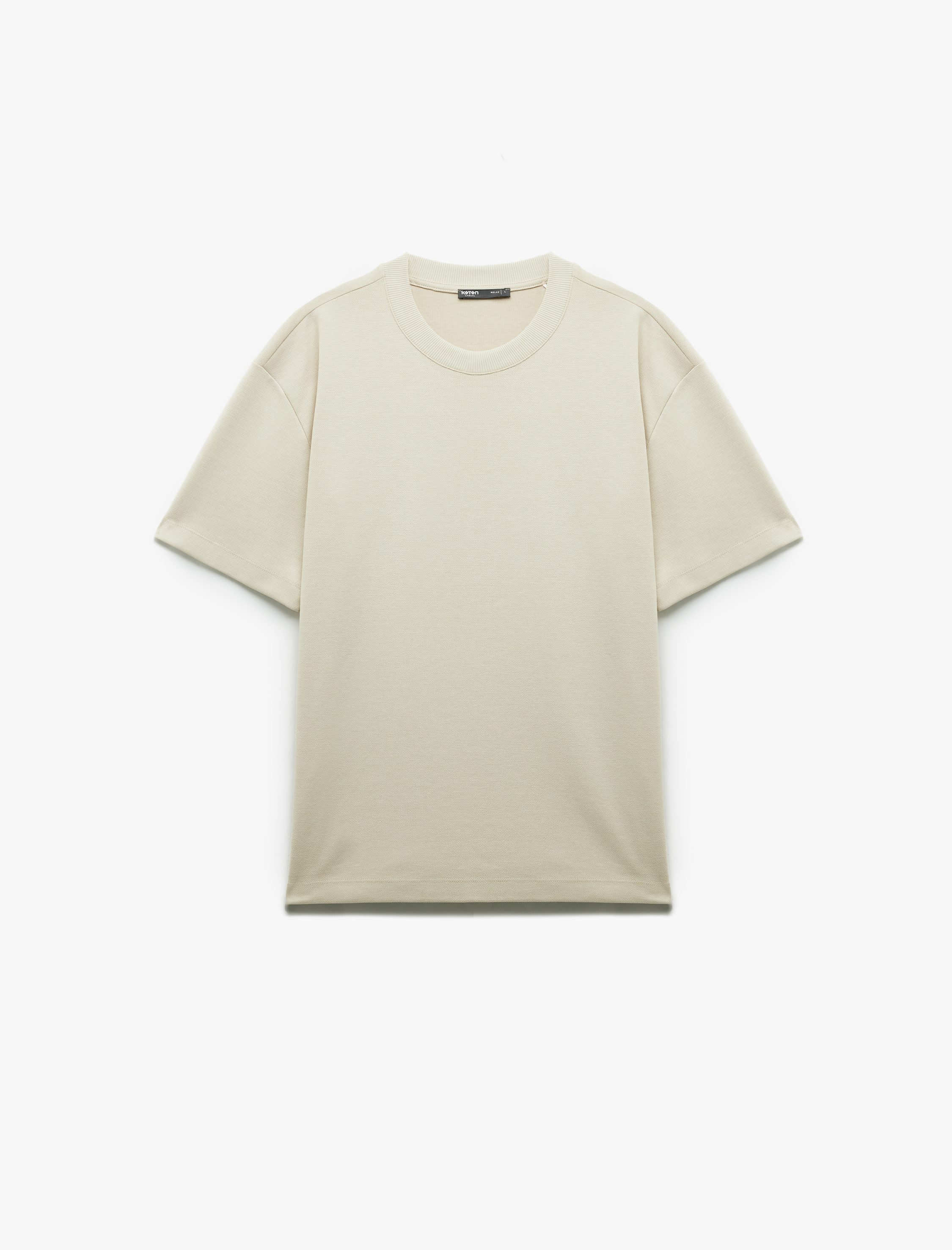   Pamuklu Kısa Kollu Pike Tok Kumaş Bisiklet Yaka Basic Oversize Tişört