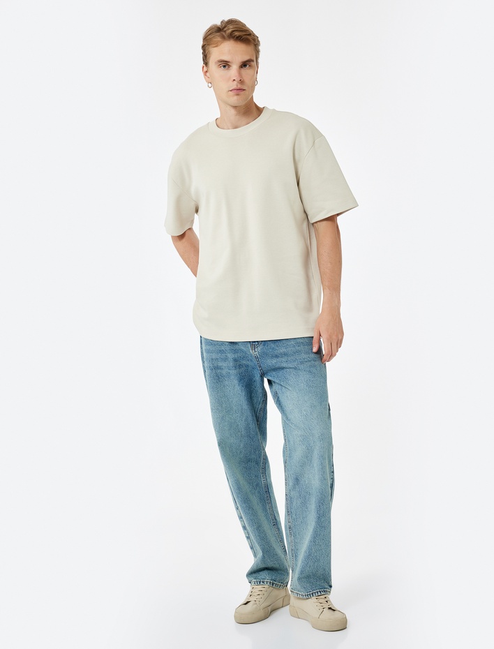  Pamuklu Cep Detaylı Bol Baggy Jean Pantolon