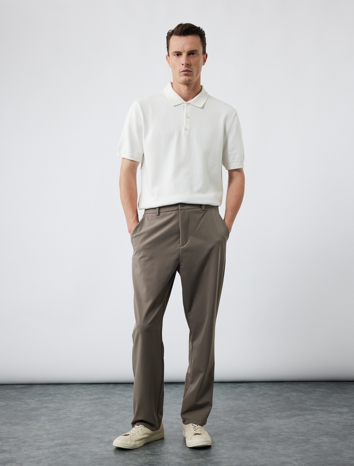  Slim Fit Cep Detaylı Düğmeli Non Iron Esnek Kumaş Pantolon