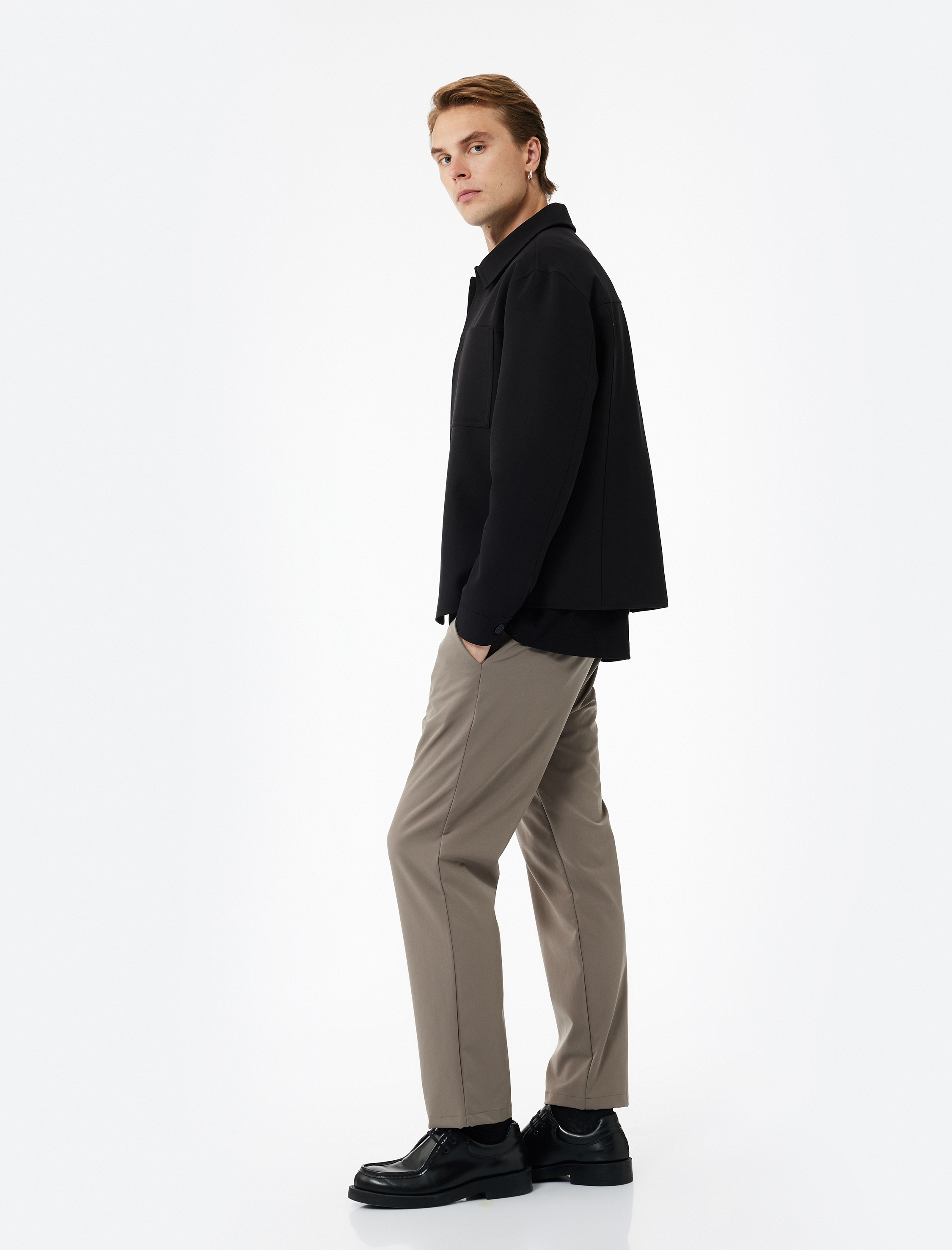   Slim Fit Cep Detaylı Düğmeli Non Iron Esnek Kumaş Pantolon