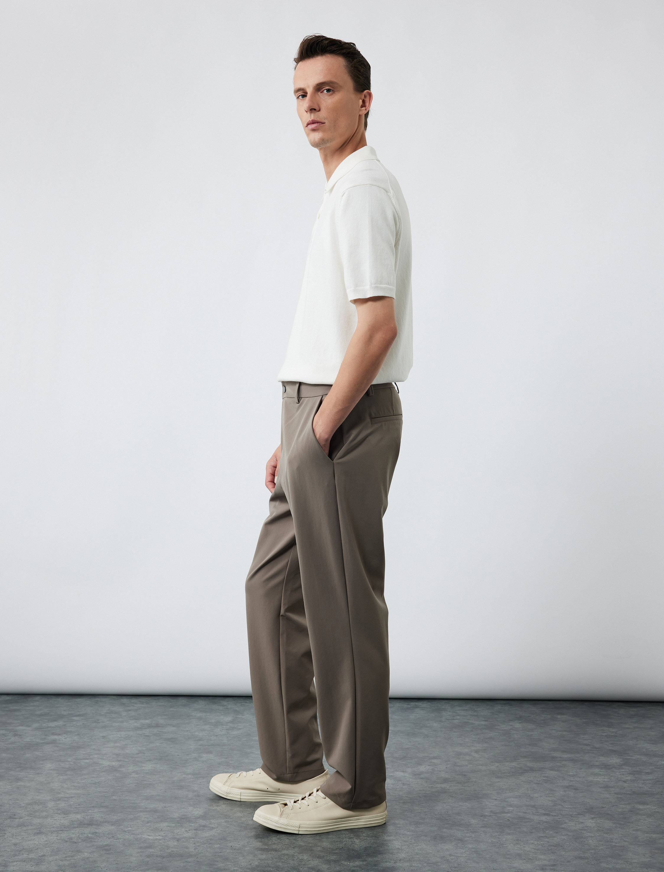   Slim Fit Cep Detaylı Düğmeli Non Iron Esnek Kumaş Pantolon