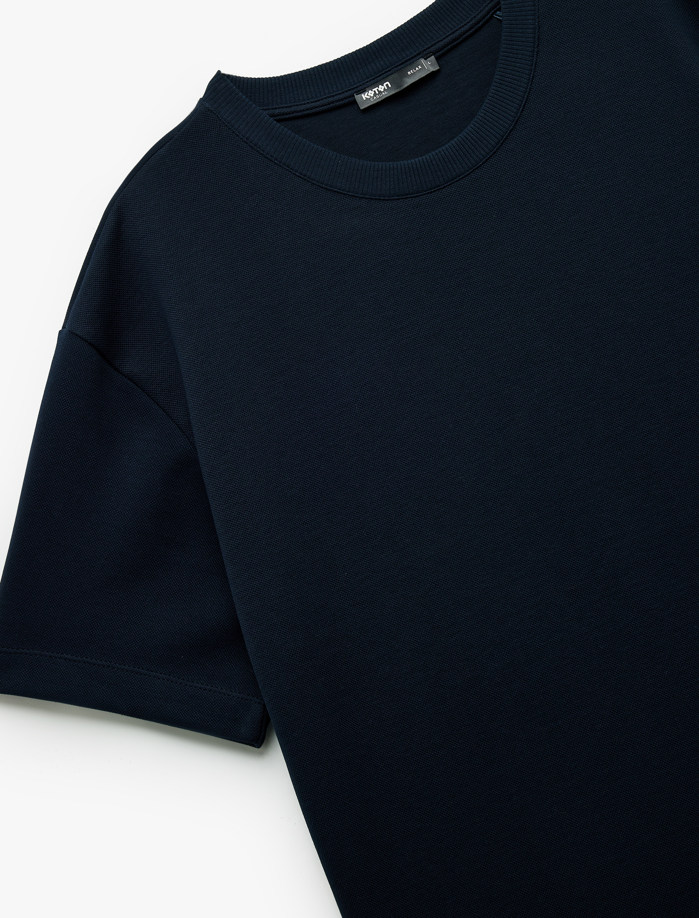   Pamuklu Kısa Kollu Pike Tok Kumaş Bisiklet Yaka Basic Oversize Tişört