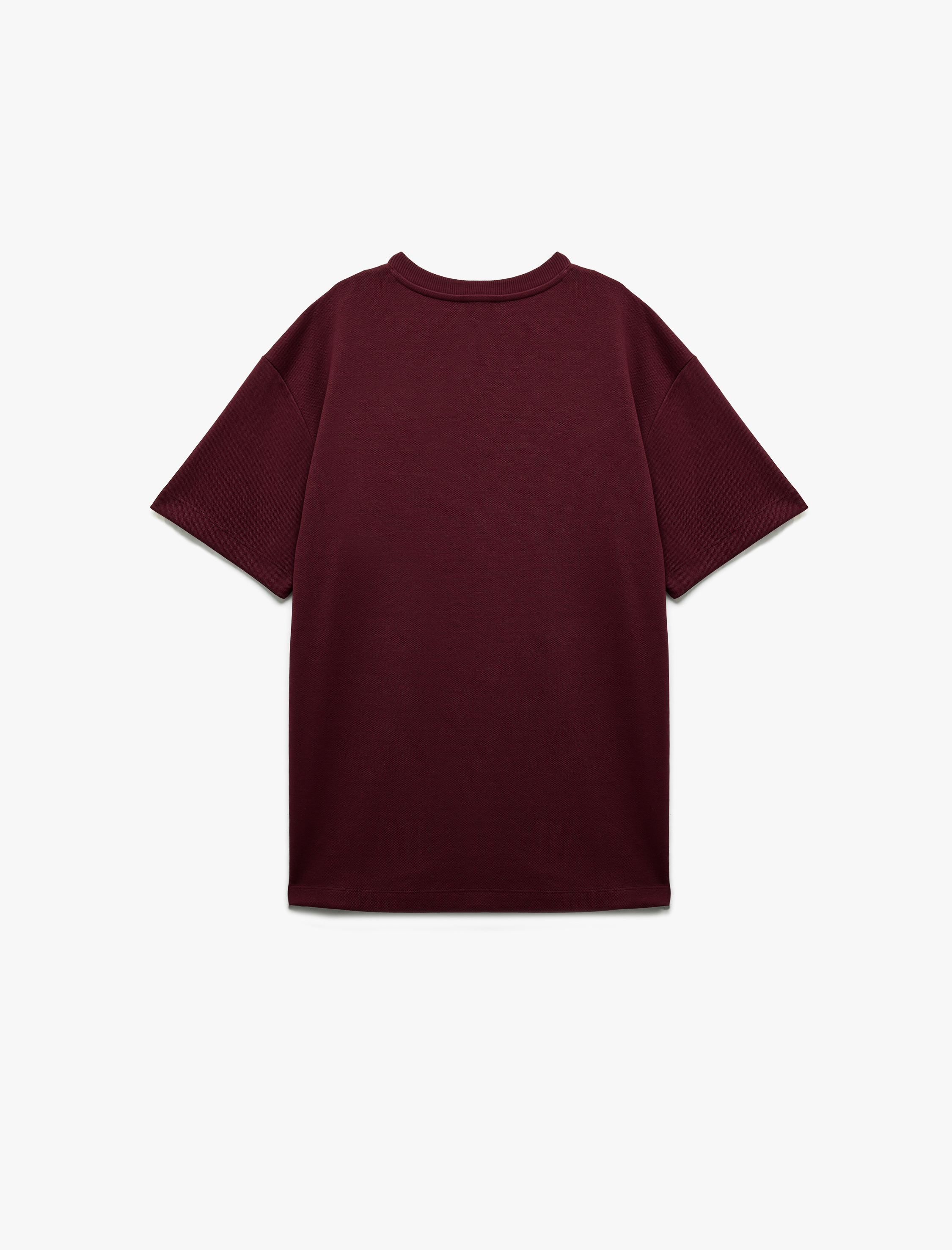   Pamuklu Kısa Kollu Pike Tok Kumaş Bisiklet Yaka Basic Oversize Tişört