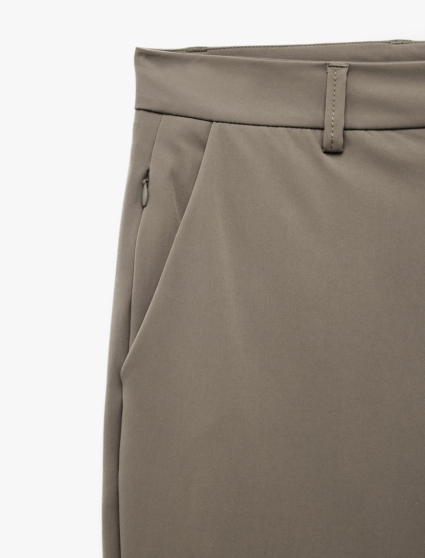   Slim Fit Cep Detaylı Düğmeli Non Iron Esnek Kumaş Pantolon