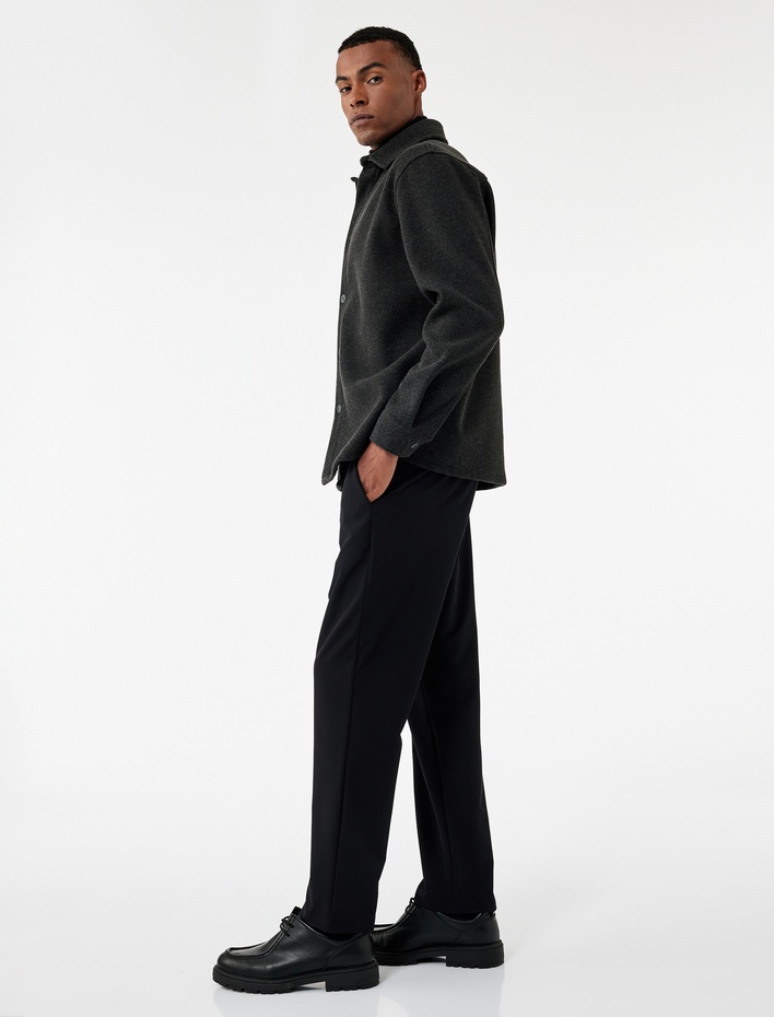  Slim Fit Cep Detaylı Düğmeli Non Iron Esnek Kumaş Pantolon