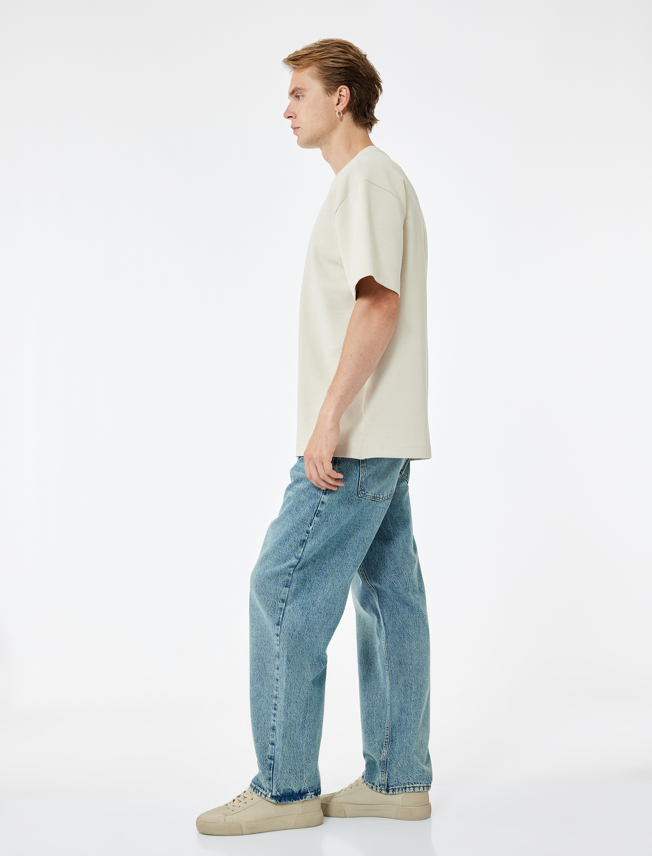   Pamuklu Cep Detaylı Bol Baggy Jean Pantolon