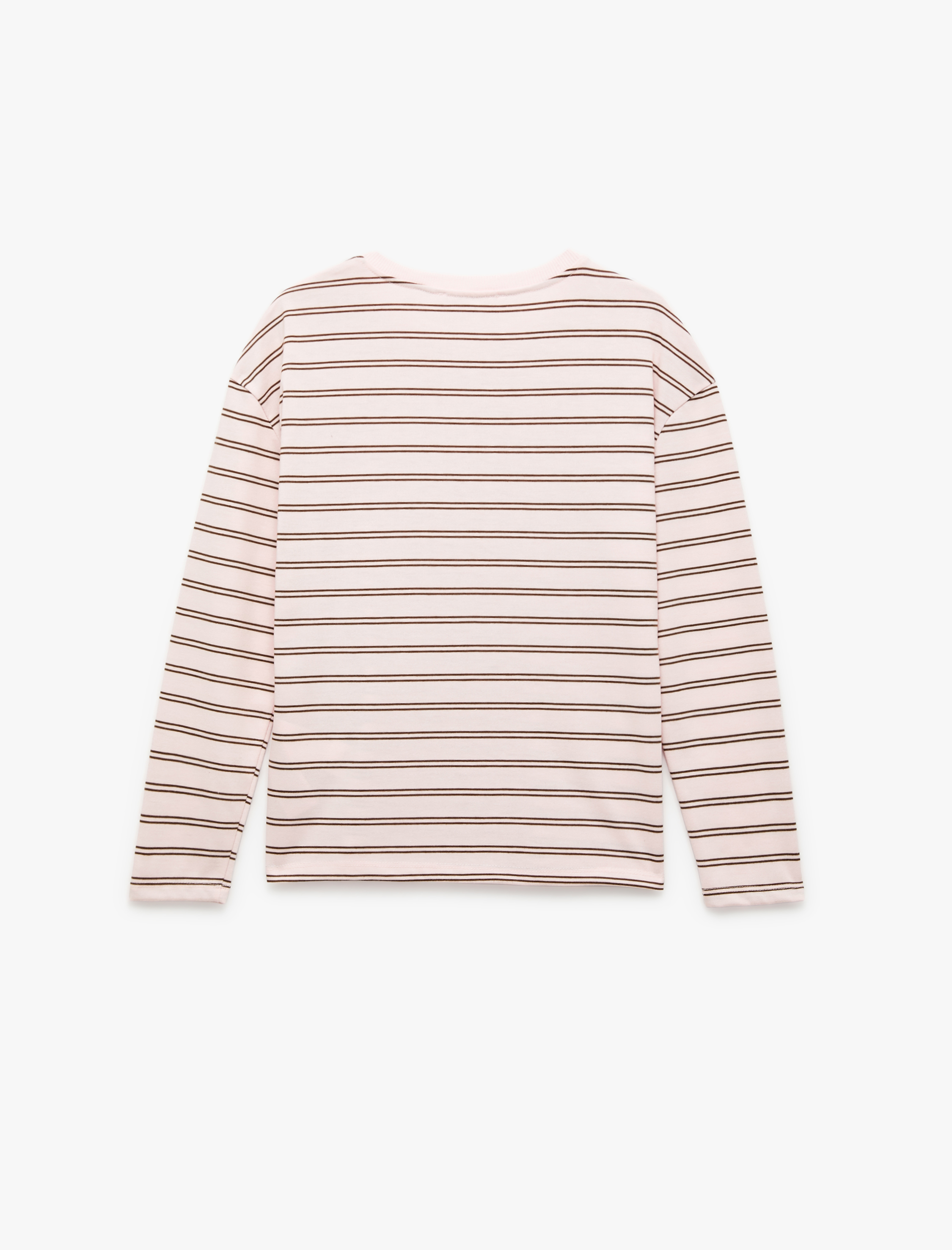   Uzun Kollu Bisiklet Yaka Çizgili Tişört