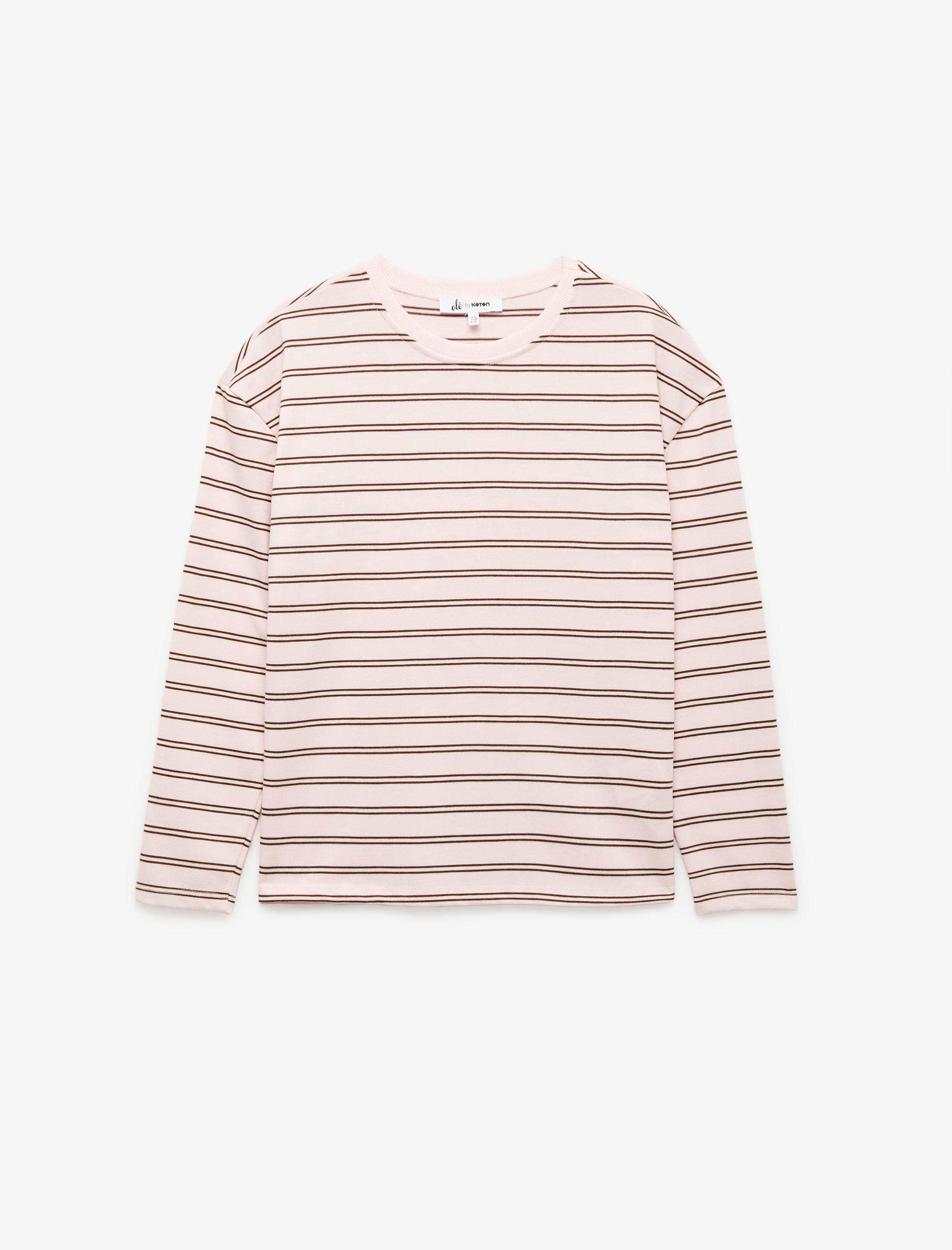   Uzun Kollu Bisiklet Yaka Çizgili Tişört