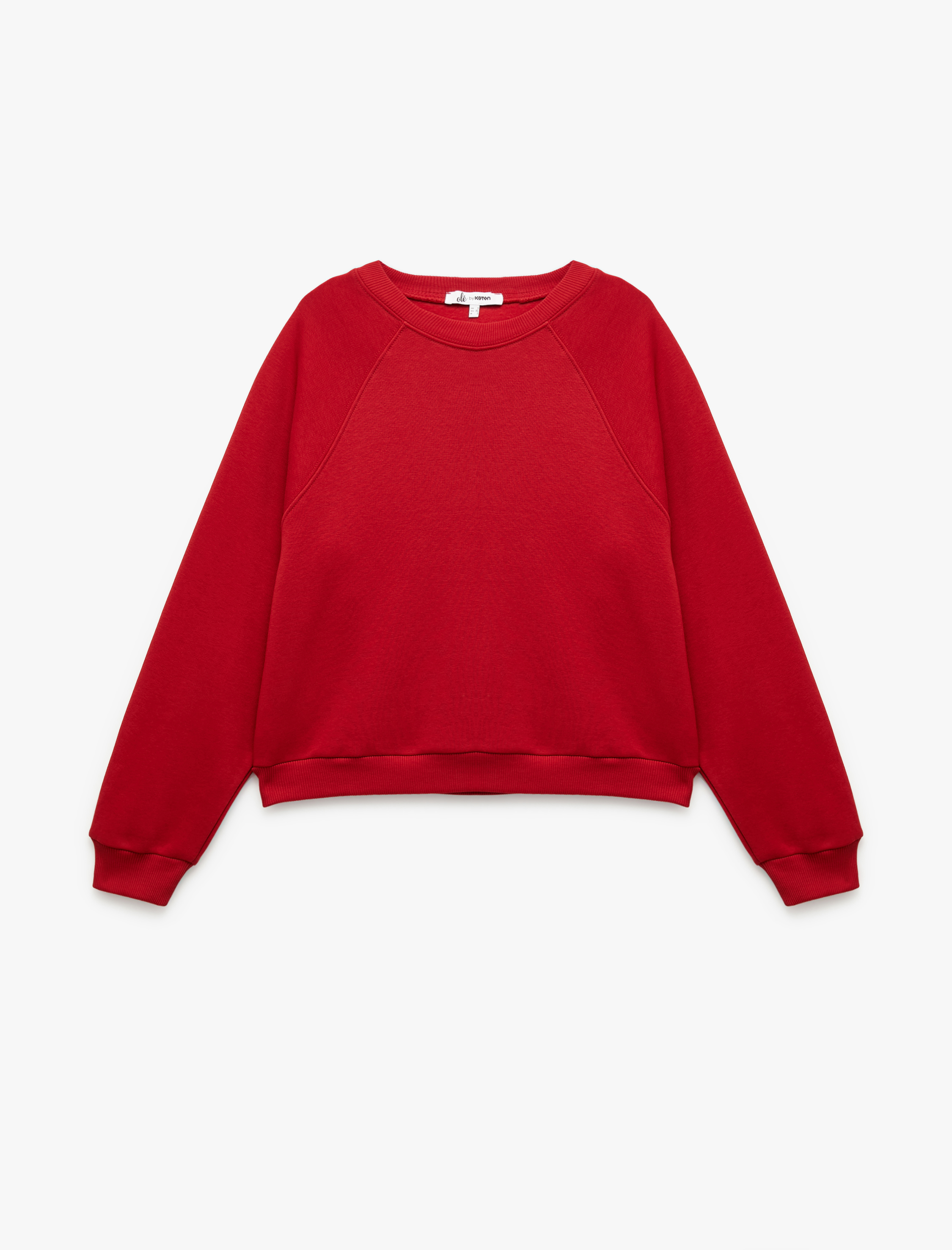   Pamuklu Bisiklet Yaka Şardonlu Sweatshirt