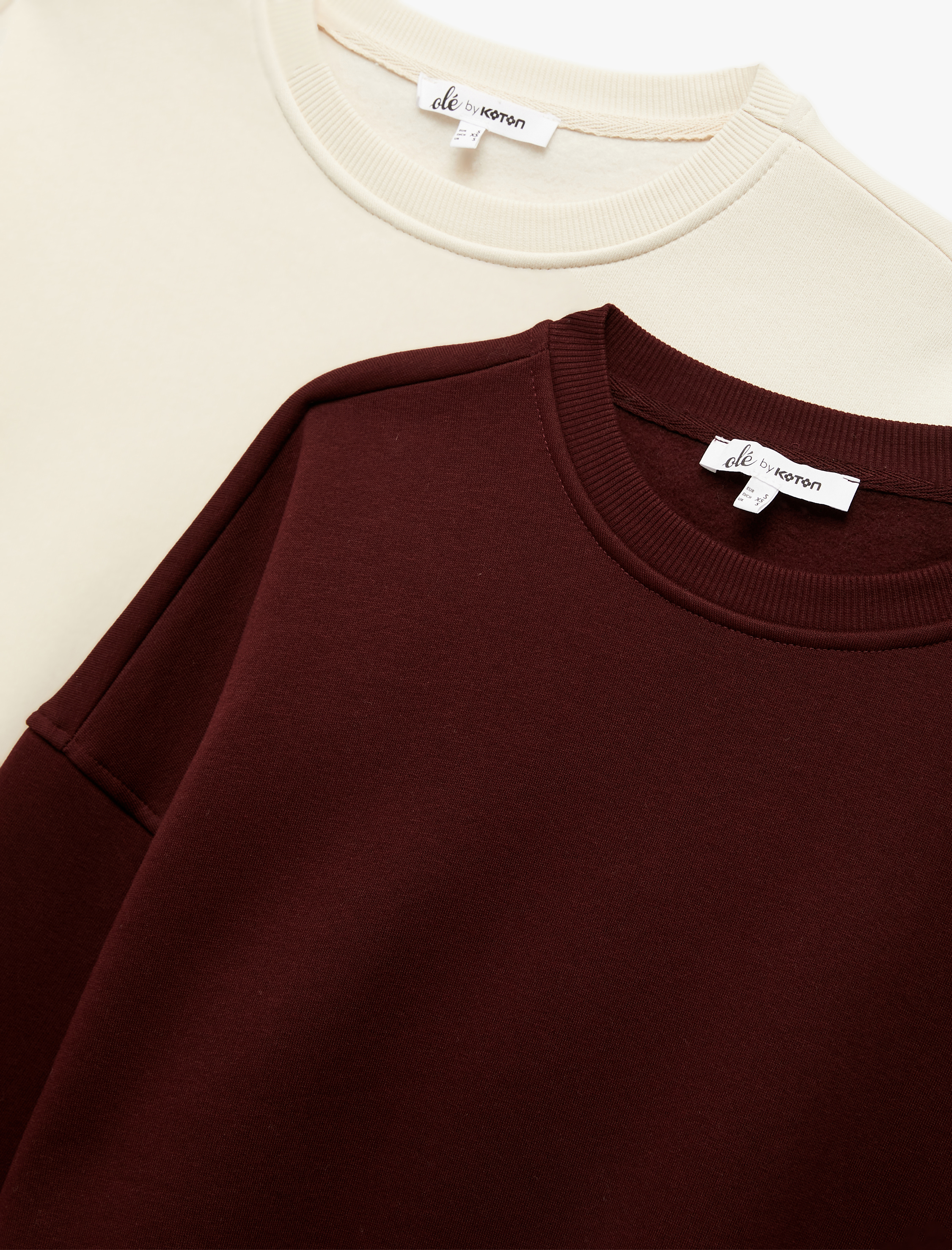   Şardonlu Uzun Kollu Bisiklet Yaka Oversize 2'li Sweatshirt Seti