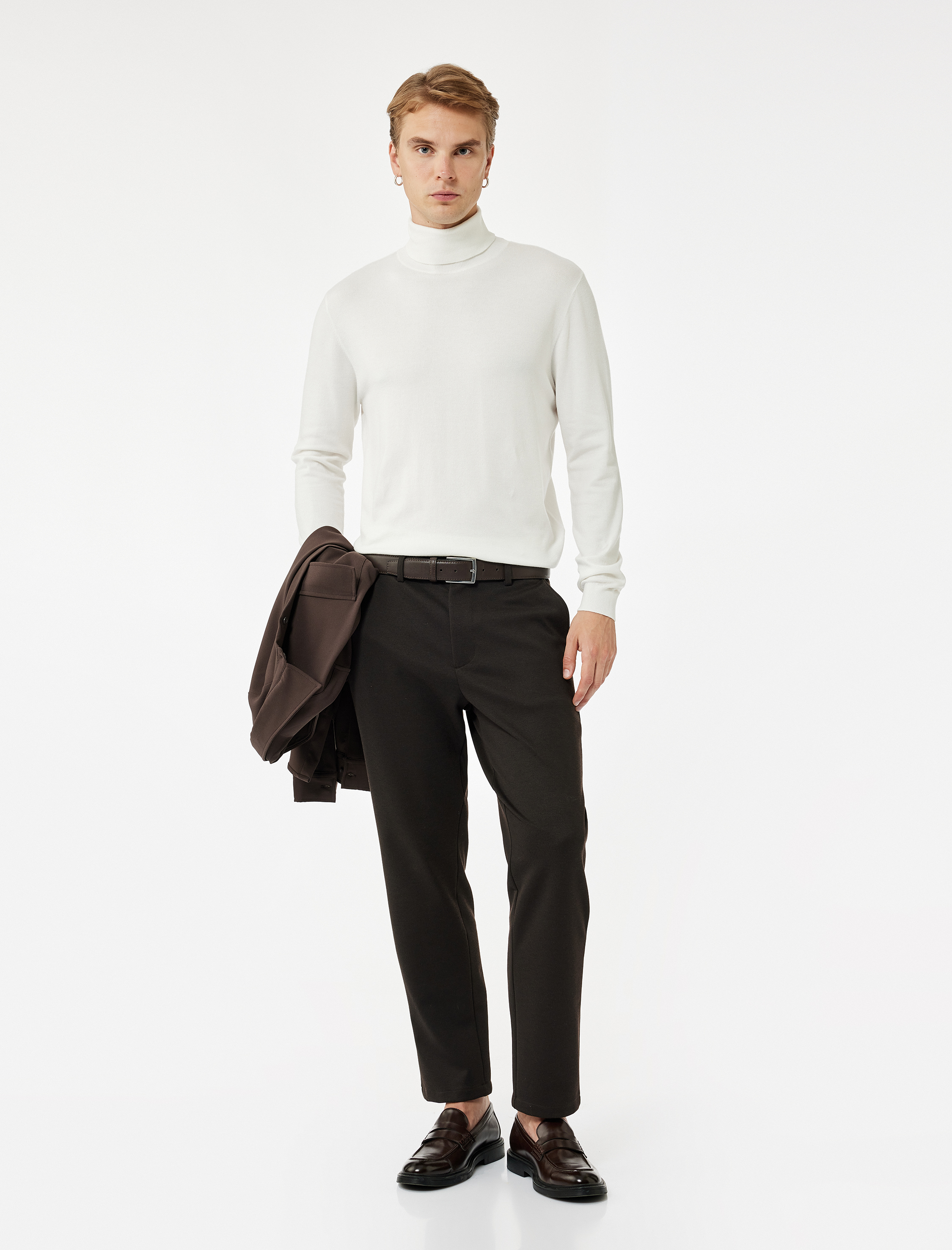   Viskon Karışımlı Uzun Kollu Basic Boğazlı Triko Kazak