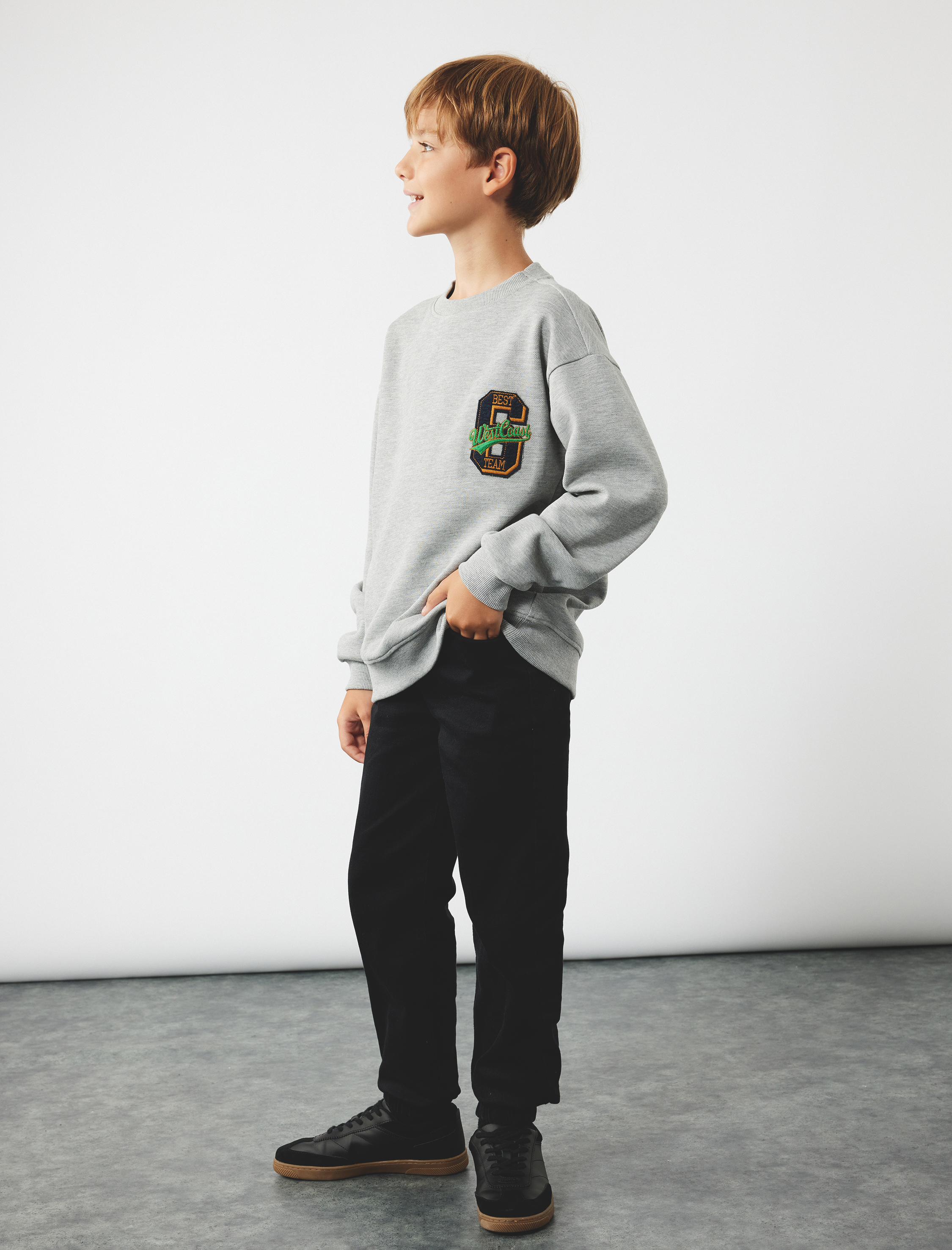  Erkek Çocuk Pamuklu Beli Bağcıklı Jogger Denim Pantolon