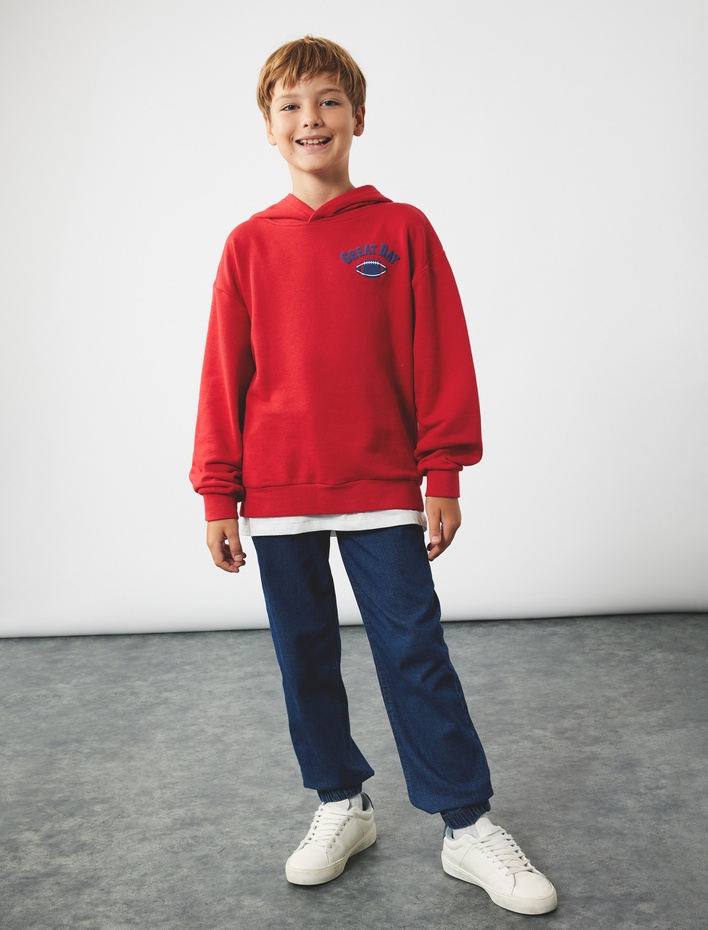 Erkek Çocuk Pamuklu Beli Bağcıklı Jogger Denim Pantolon