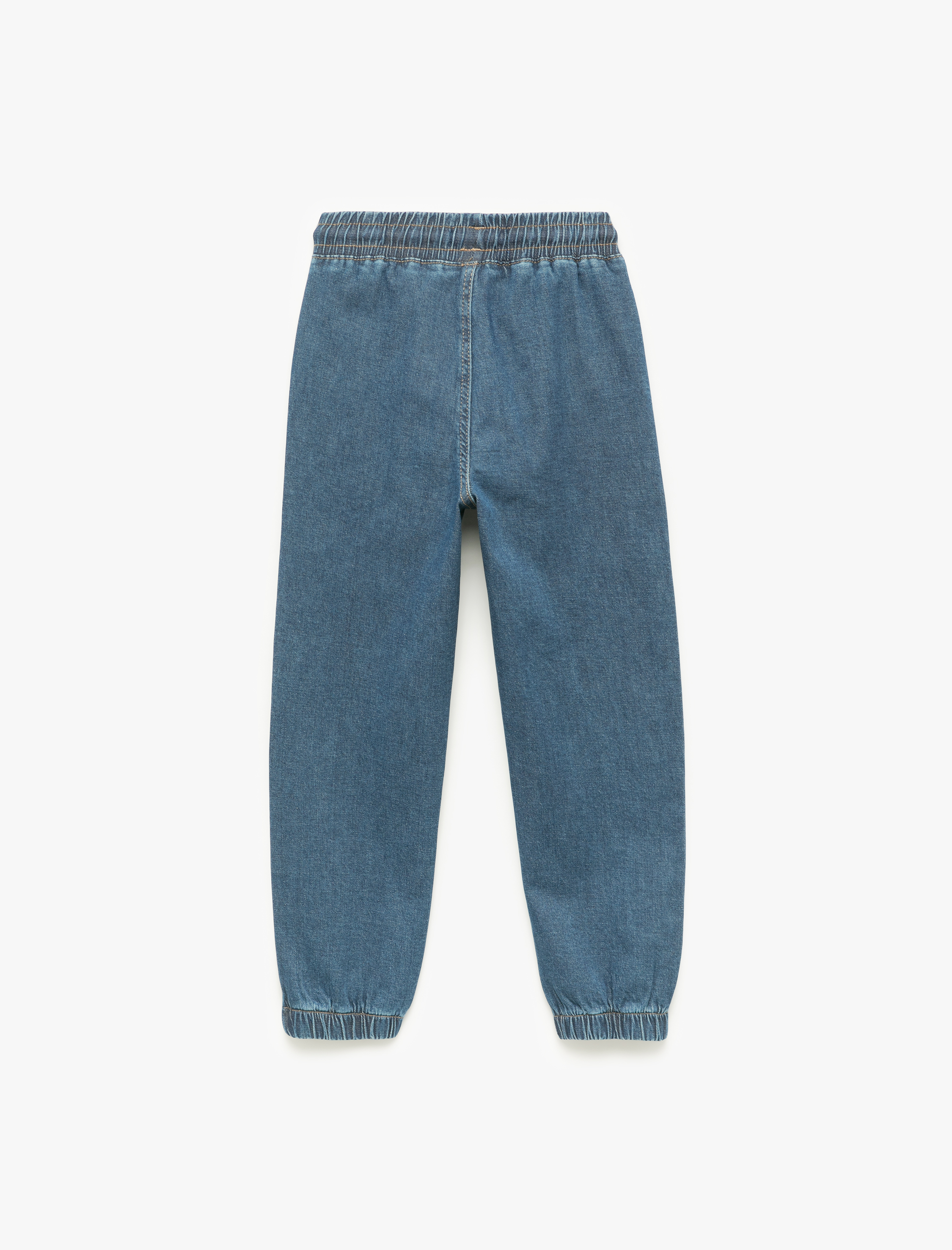  Erkek Çocuk Pamuklu Beli Bağcıklı Jogger Denim Pantolon