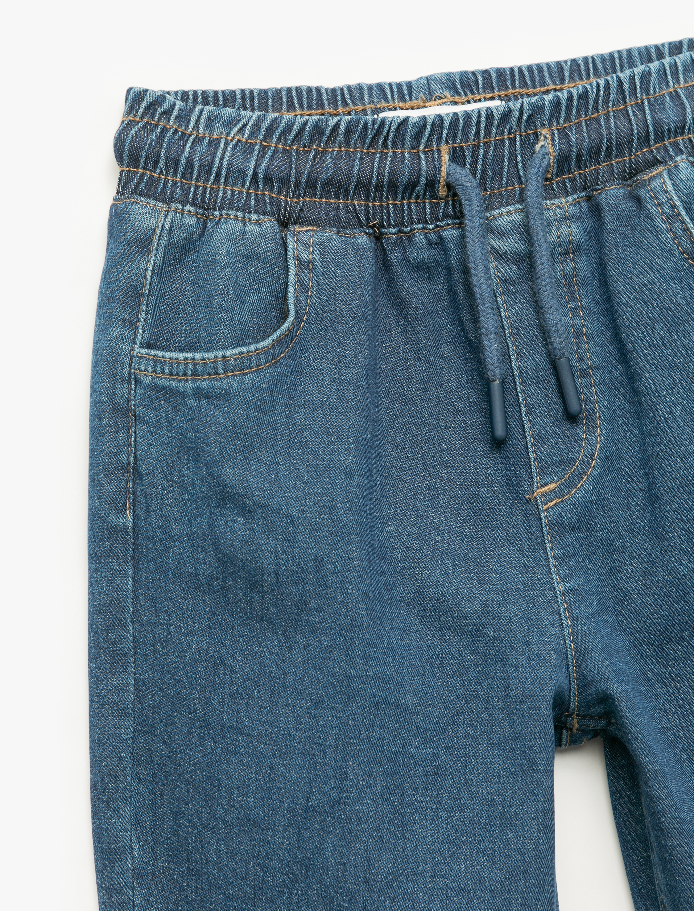  Erkek Çocuk Pamuklu Beli Bağcıklı Jogger Denim Pantolon