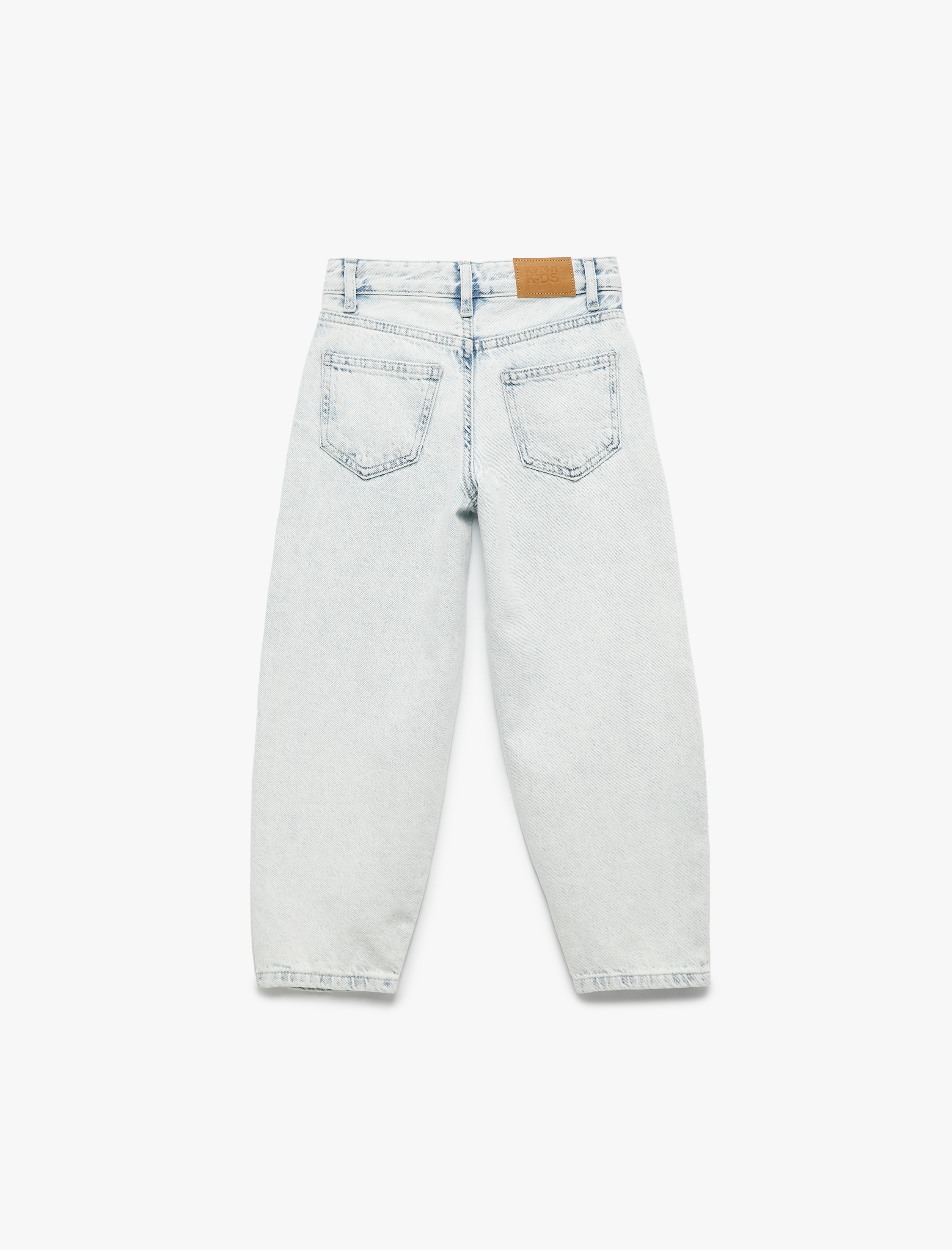  Kız Çocuk Pamuklu Cep Detaylı Paraşüt Kesim Denim Pantolon