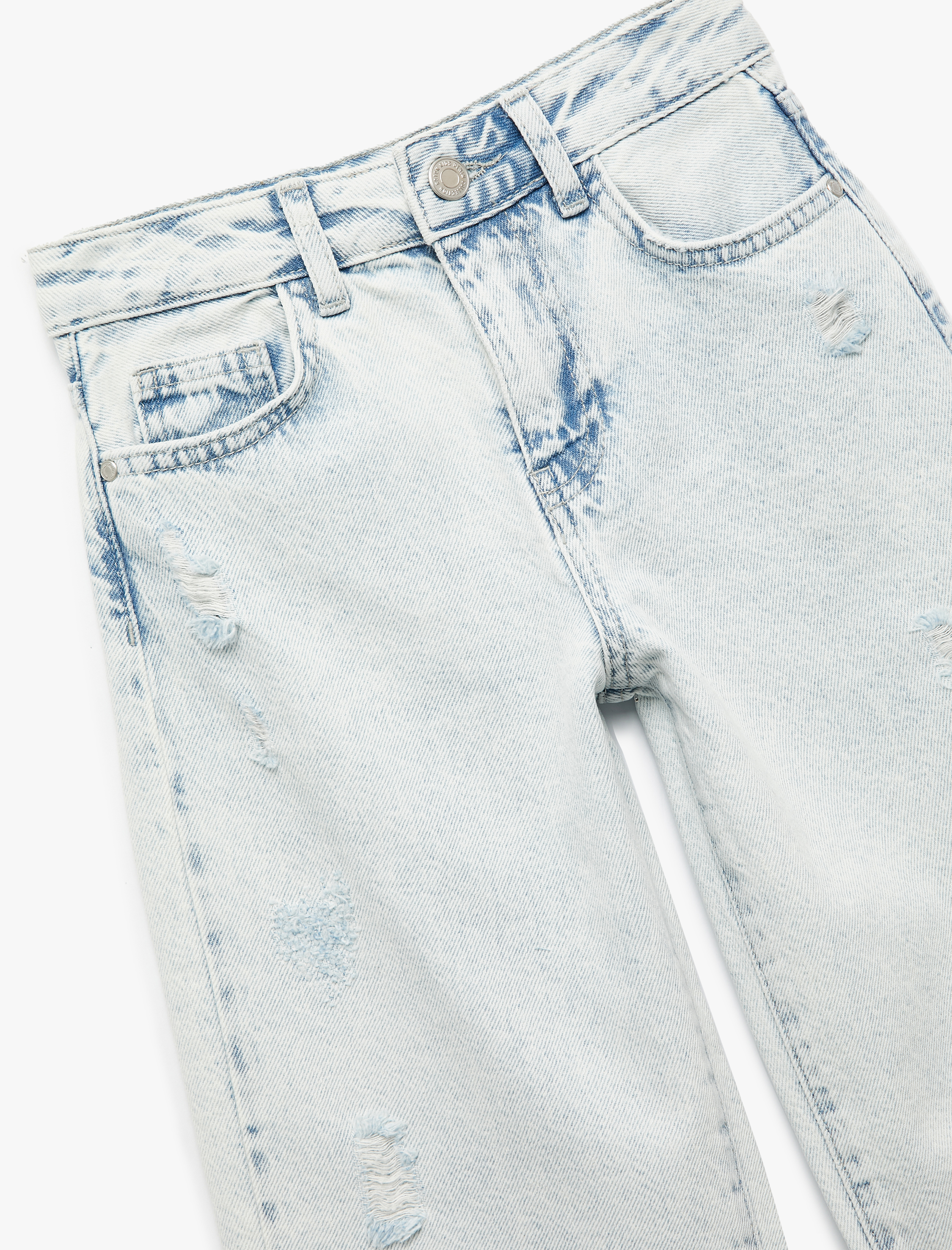  Kız Çocuk Pamuklu Cep Detaylı Paraşüt Kesim Denim Pantolon