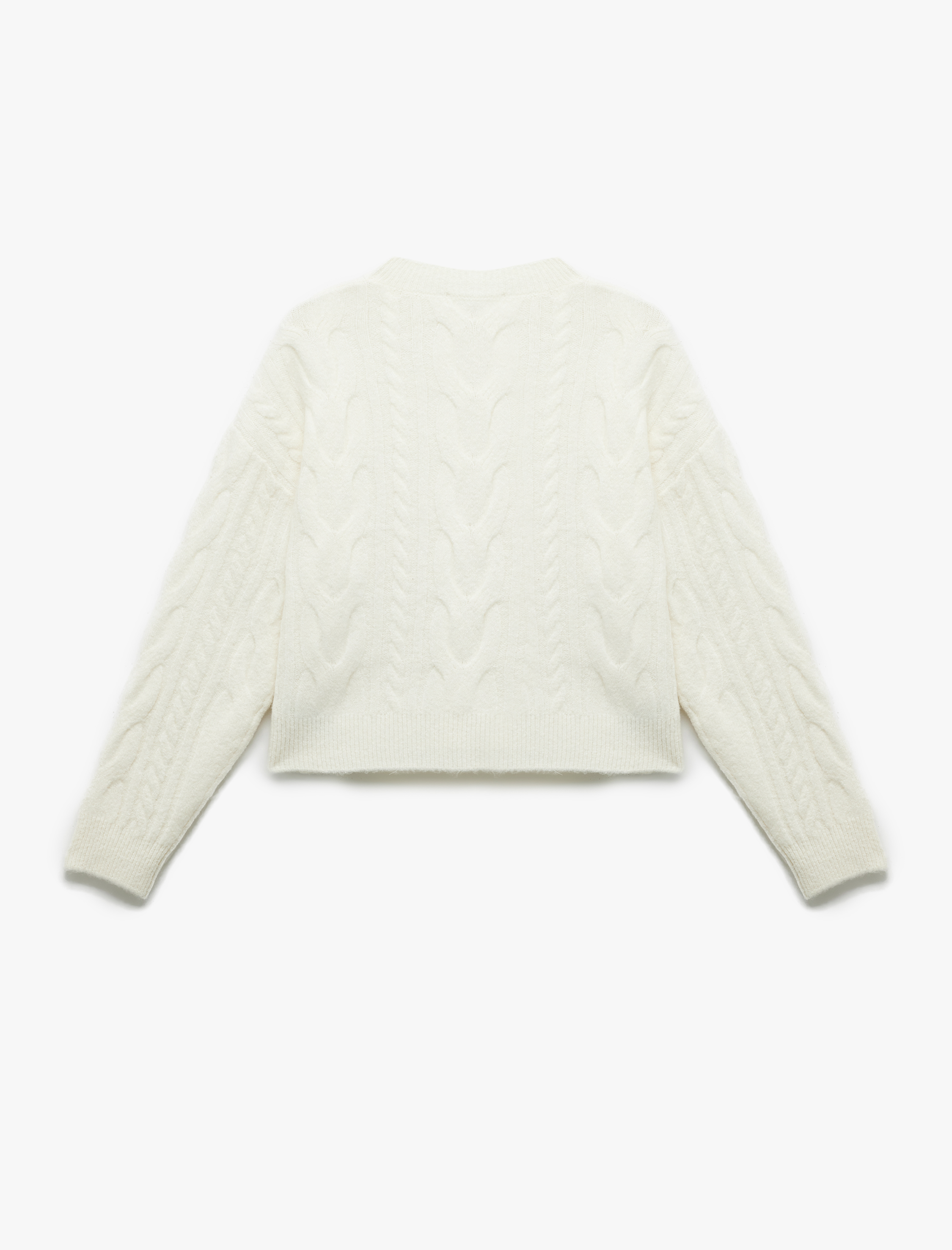   Bisiklet Yaka Saç Örgüsü Dokulu Triko Kazak