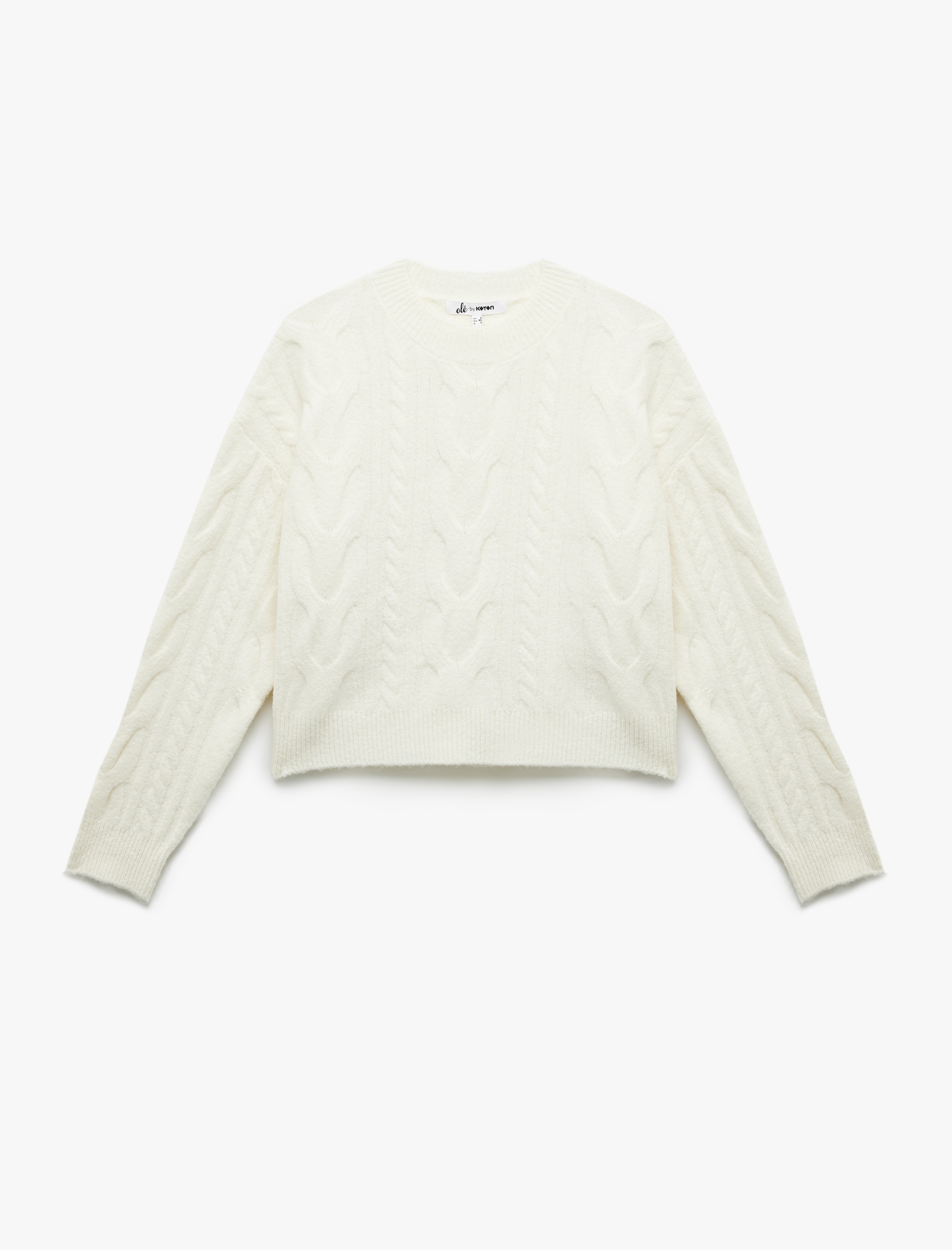   Bisiklet Yaka Saç Örgüsü Dokulu Triko Kazak