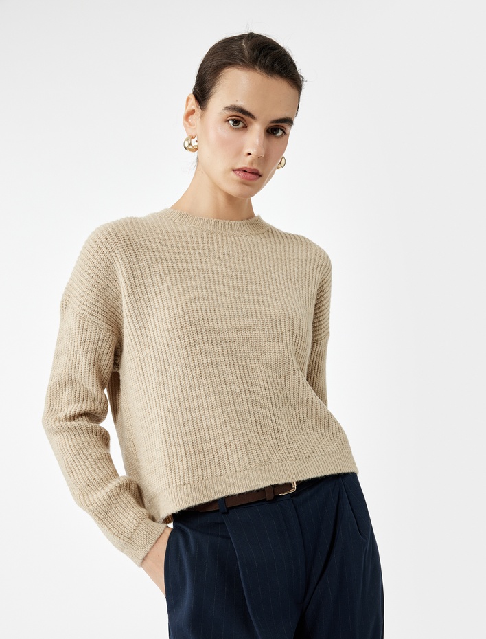  Uzun Kollu Bisiklet Yaka Triko Basic Kazak