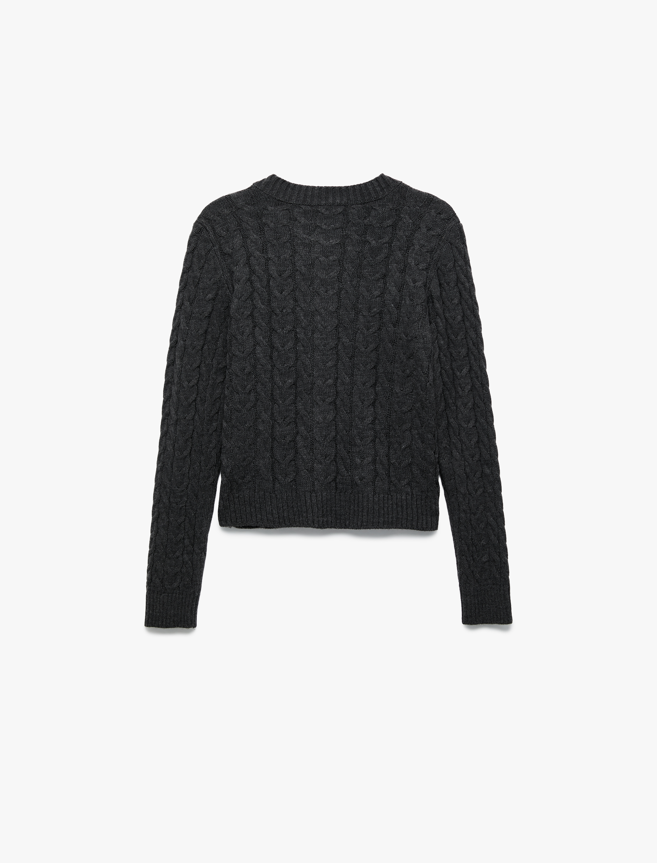   Uzun Kollu Bisiklet Yaka Düğmeli Saç Örgü Hırka