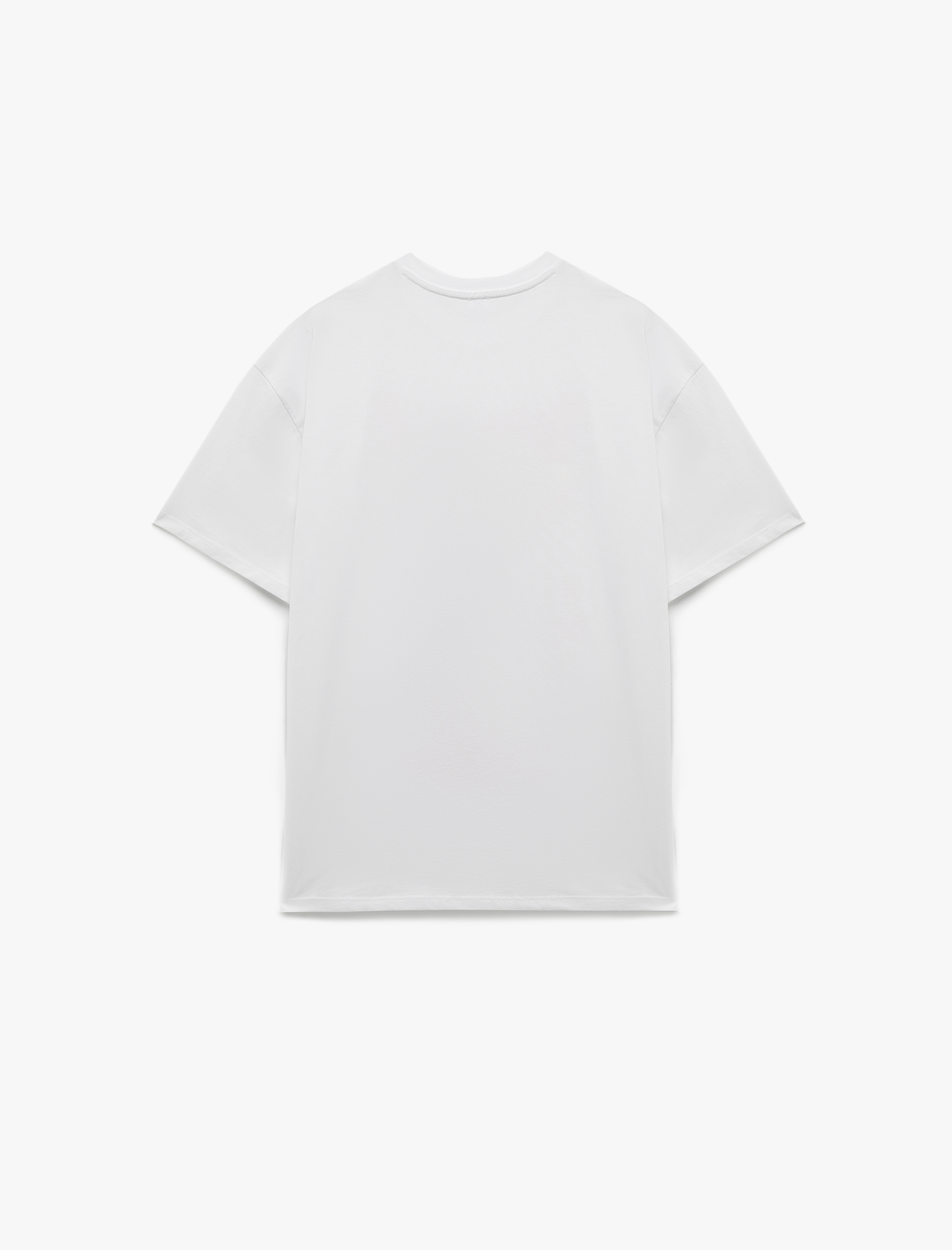   Kısa Kollu Rahat Kesim Bisiklet Yaka Baskılı Tişört