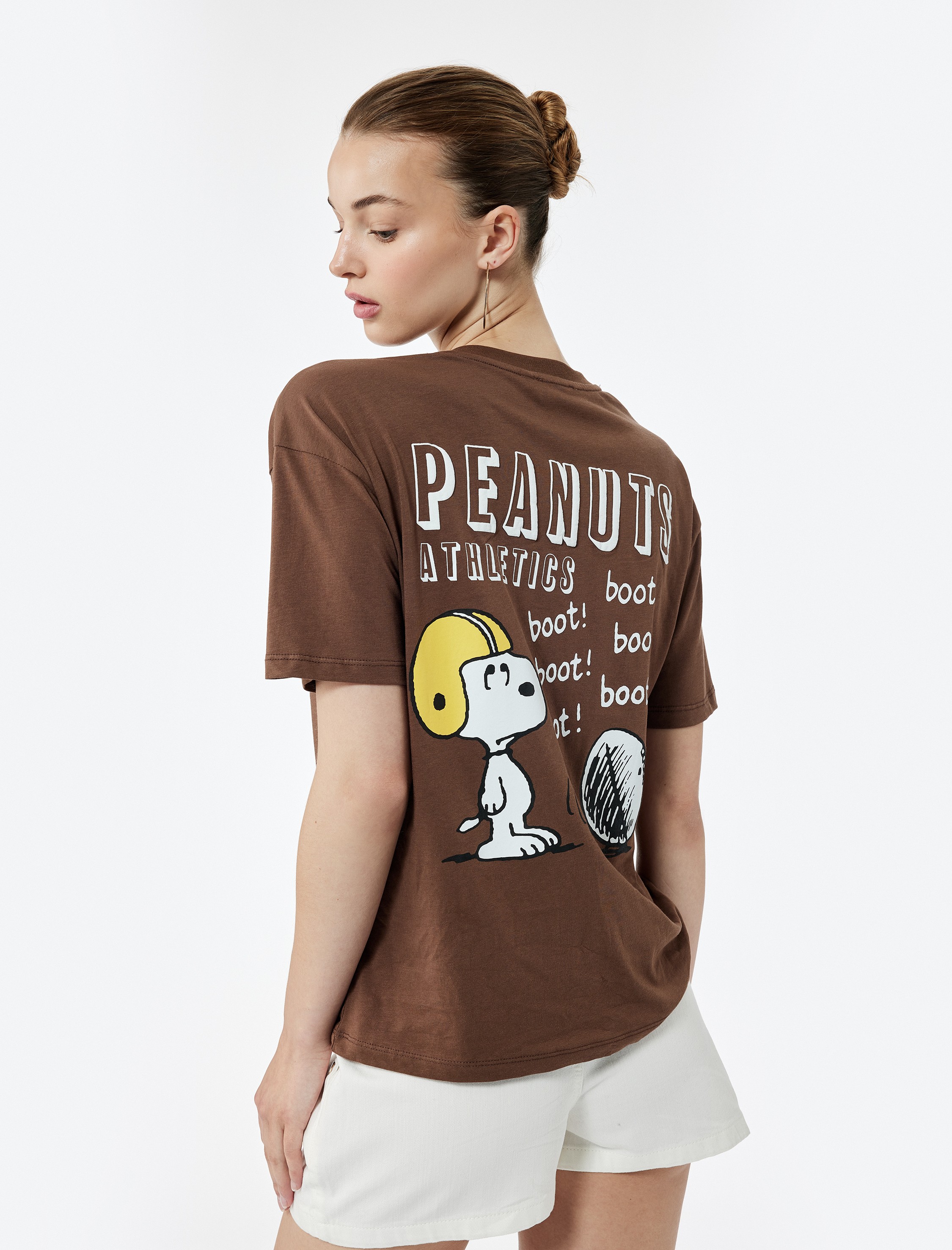   Kısa Kollu Bisiklet Yaka Snoopy Baskılı Lisanslı Tişört