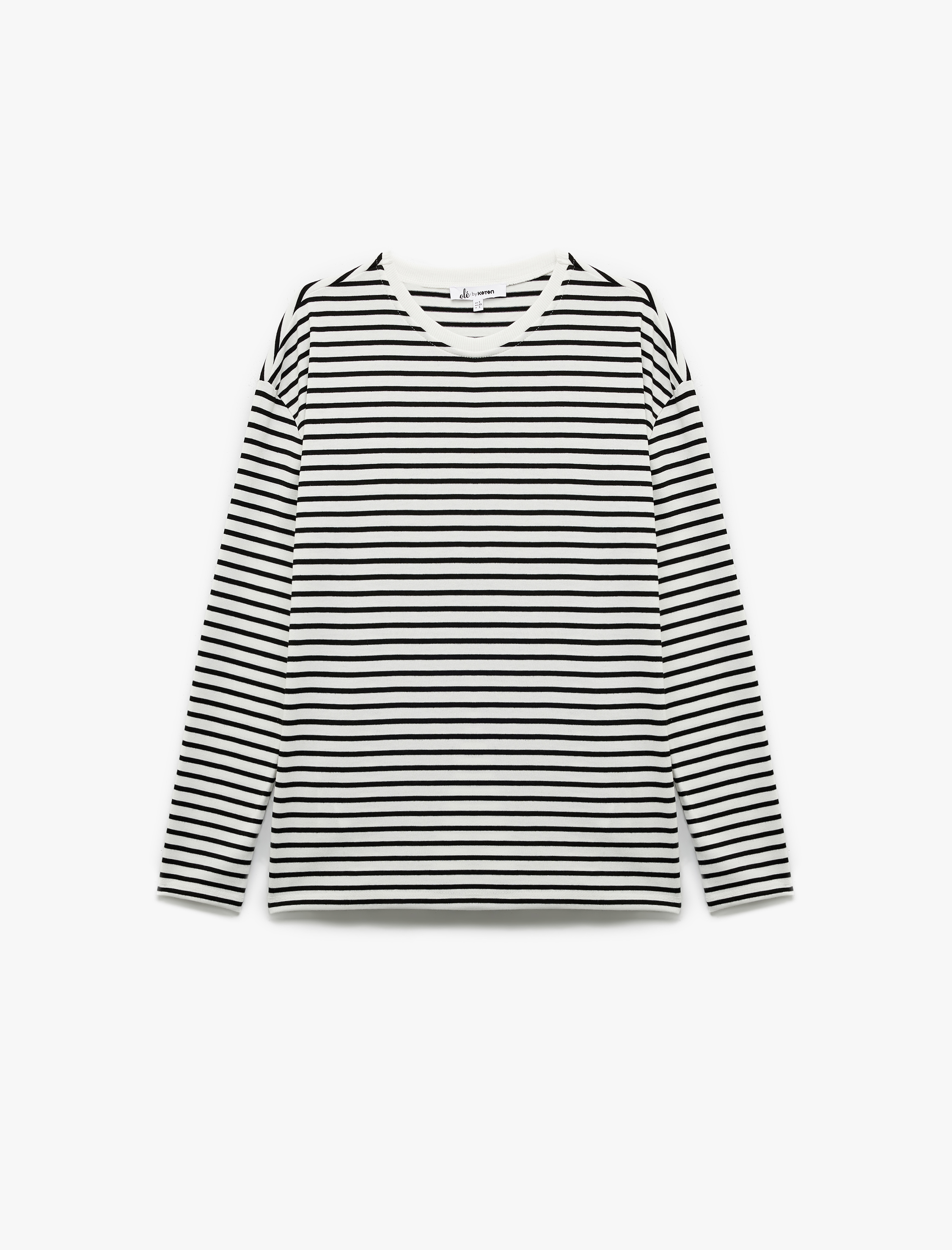   Uzun Kollu Bisiklet Yaka Çizgili Tişört