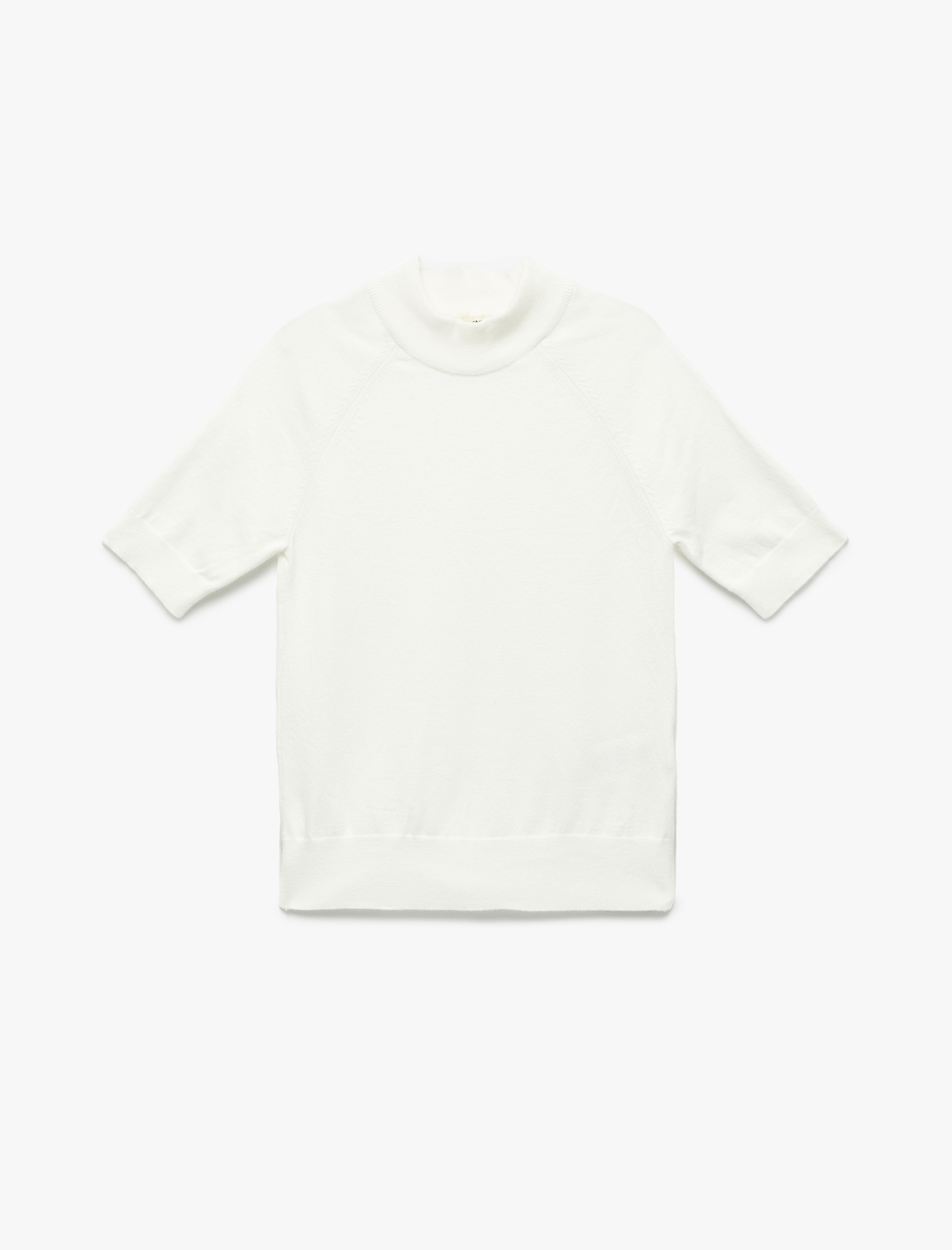   Rayon Kumaş Kısa Kollu Dik Yaka Triko Kazak