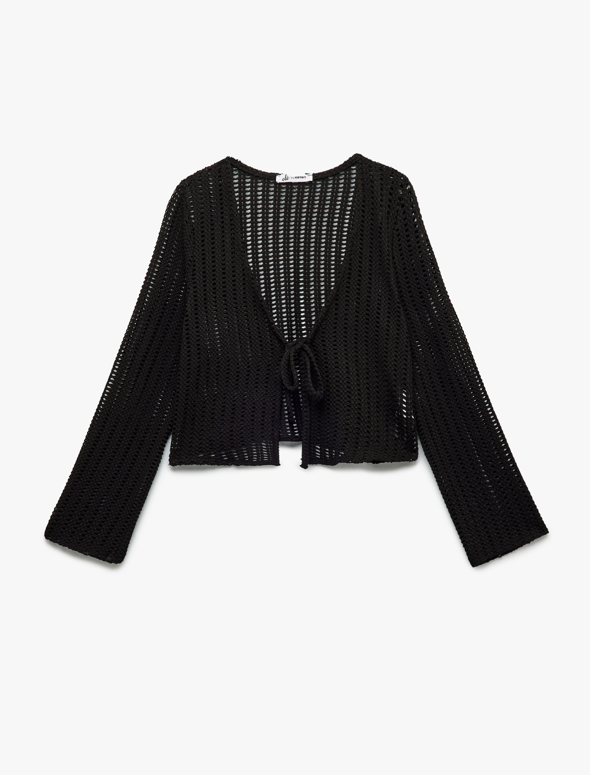   Pamuklu Bağlamalı Uzun Kollu Hırka