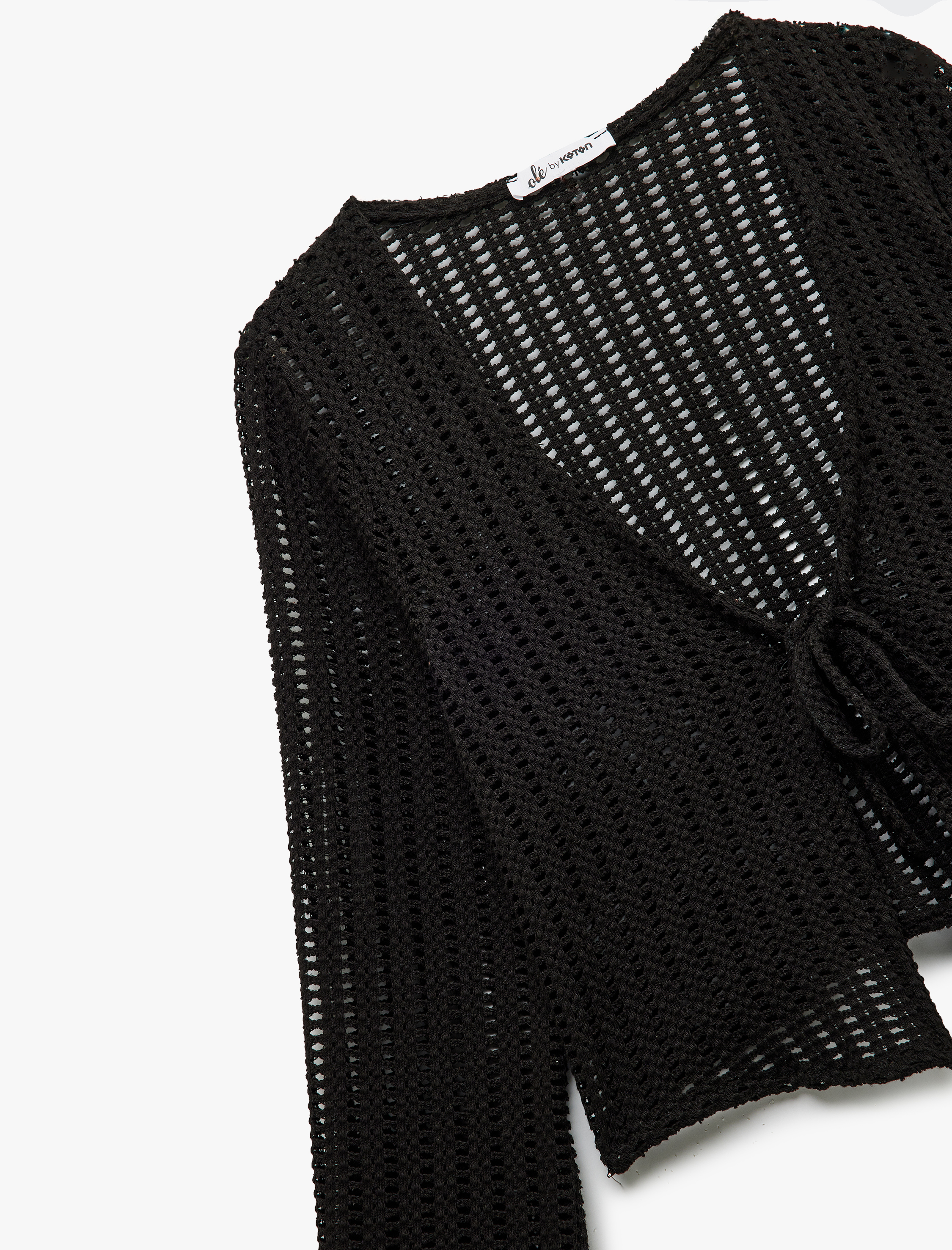   Pamuklu Bağlamalı Uzun Kollu Hırka