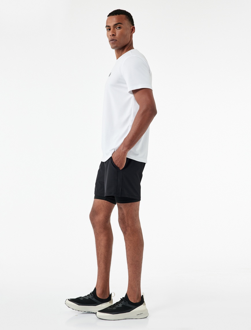   Slim Fit Cep Detaylı Paraşüt Kumaş Beli Lastikli Taytlı Spor Şort