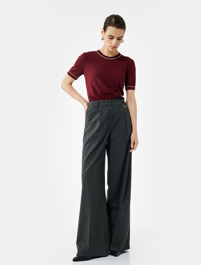  Kısa Kollu Bisiklet Yaka Triko Kazak