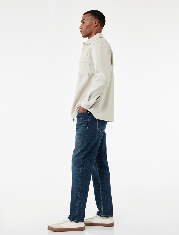  Pamuklu Normal Bel Tapered Fit Jean Pantolon