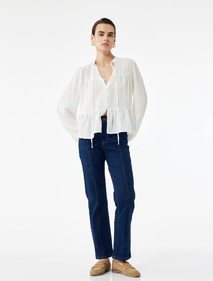  Normal Bel İspanyol Paça Denim Pantolon - Flare Jeans