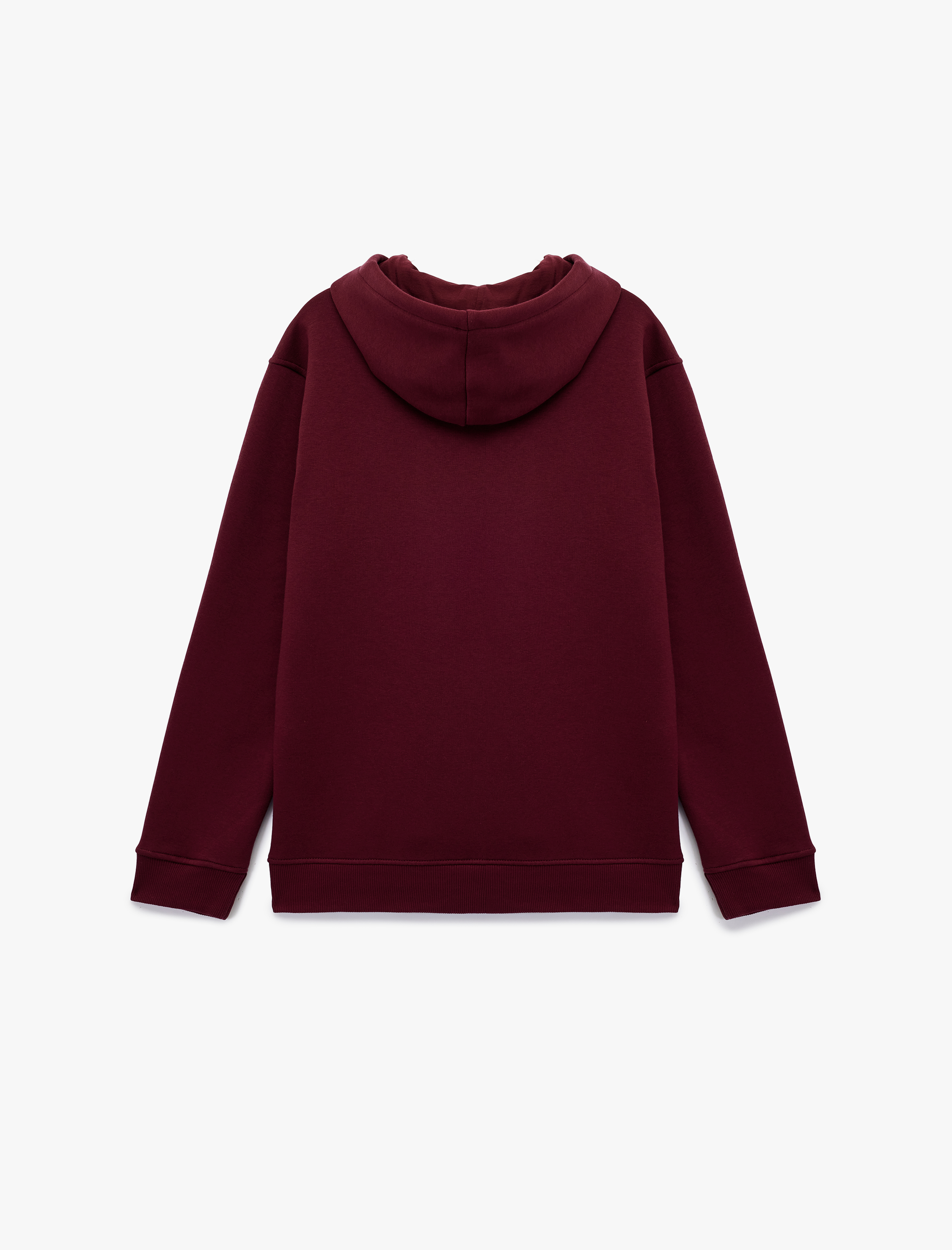   Şardonlu Uzun Kollu Basic Kapşonlu Sweatshirt