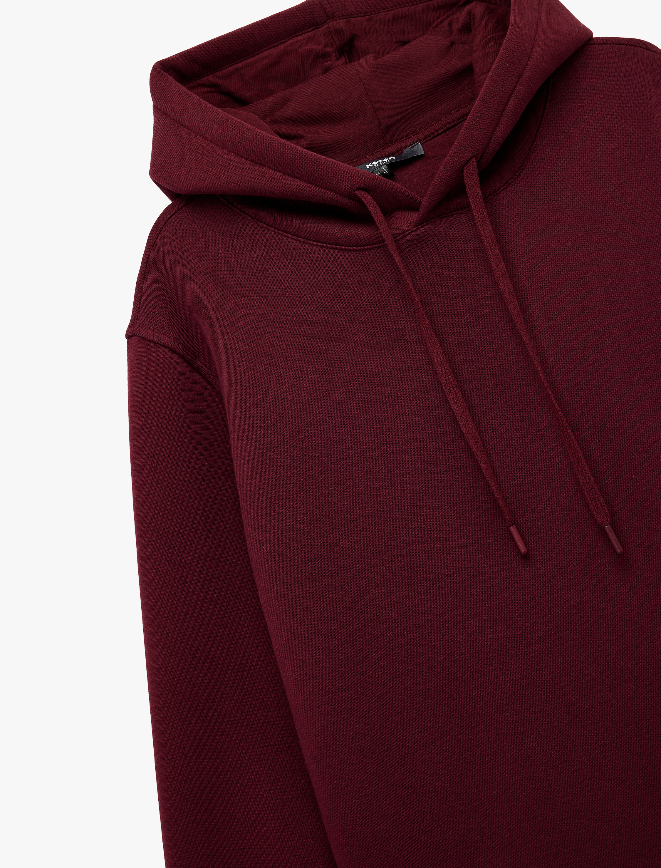   Şardonlu Uzun Kollu Basic Kapşonlu Sweatshirt