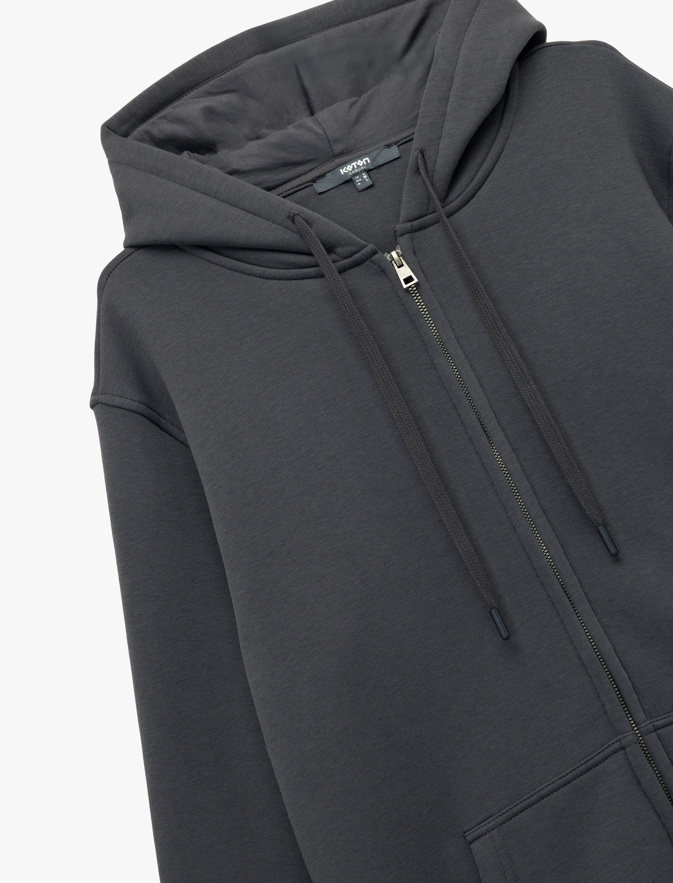   Uzun Kollu Şardonlu Cep Detaylı Fermuarlı Hırka