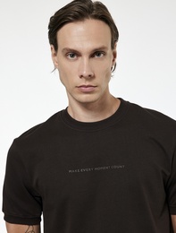 Regular Fit Kısa Kollu Bisiklet Yaka Tok Kumaş Pamuklu Baskılı Tişört