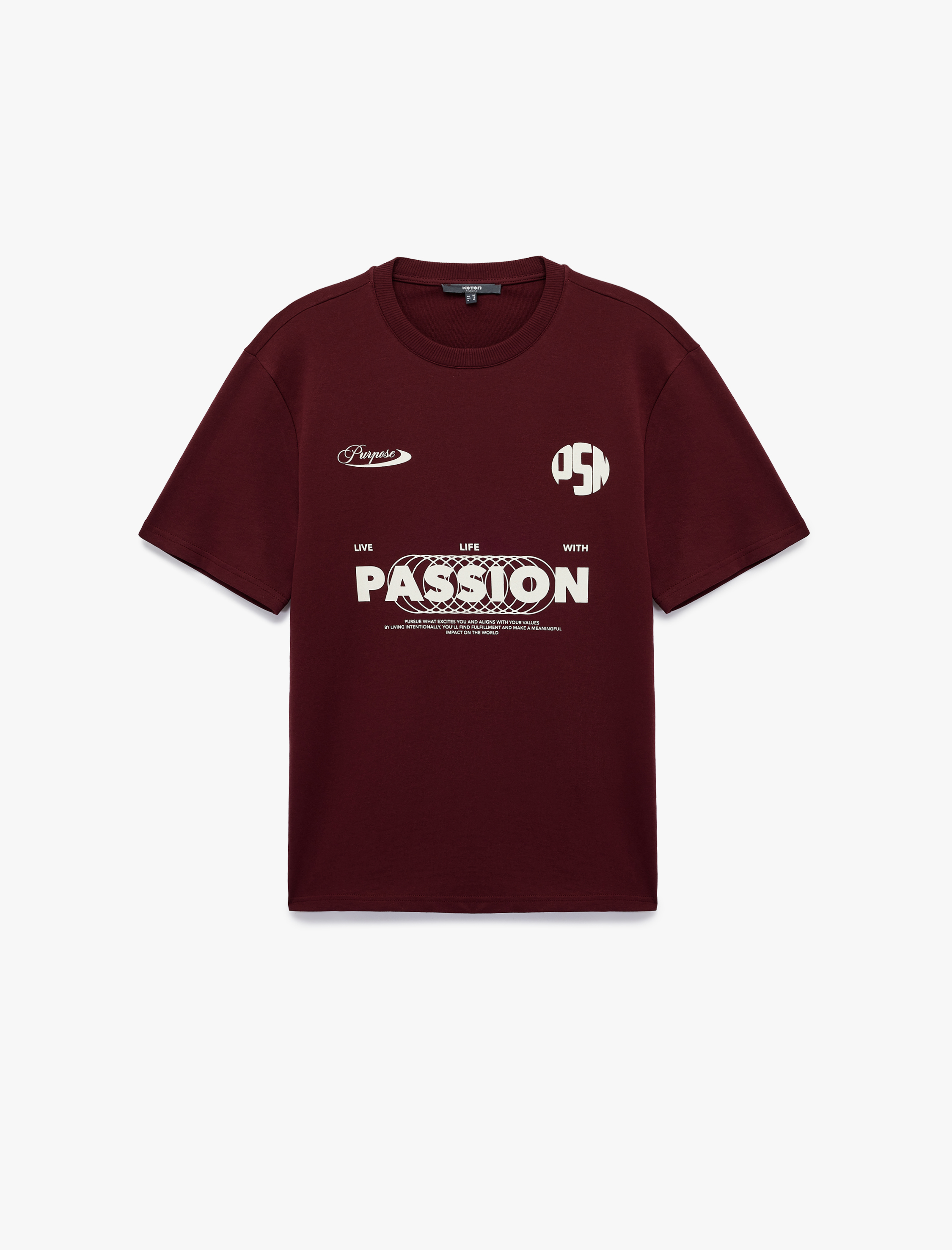   Regular Fit Kısa Kollu Tok Kumaş Bisiklet Yaka Pamuklu Baskılı Tişört