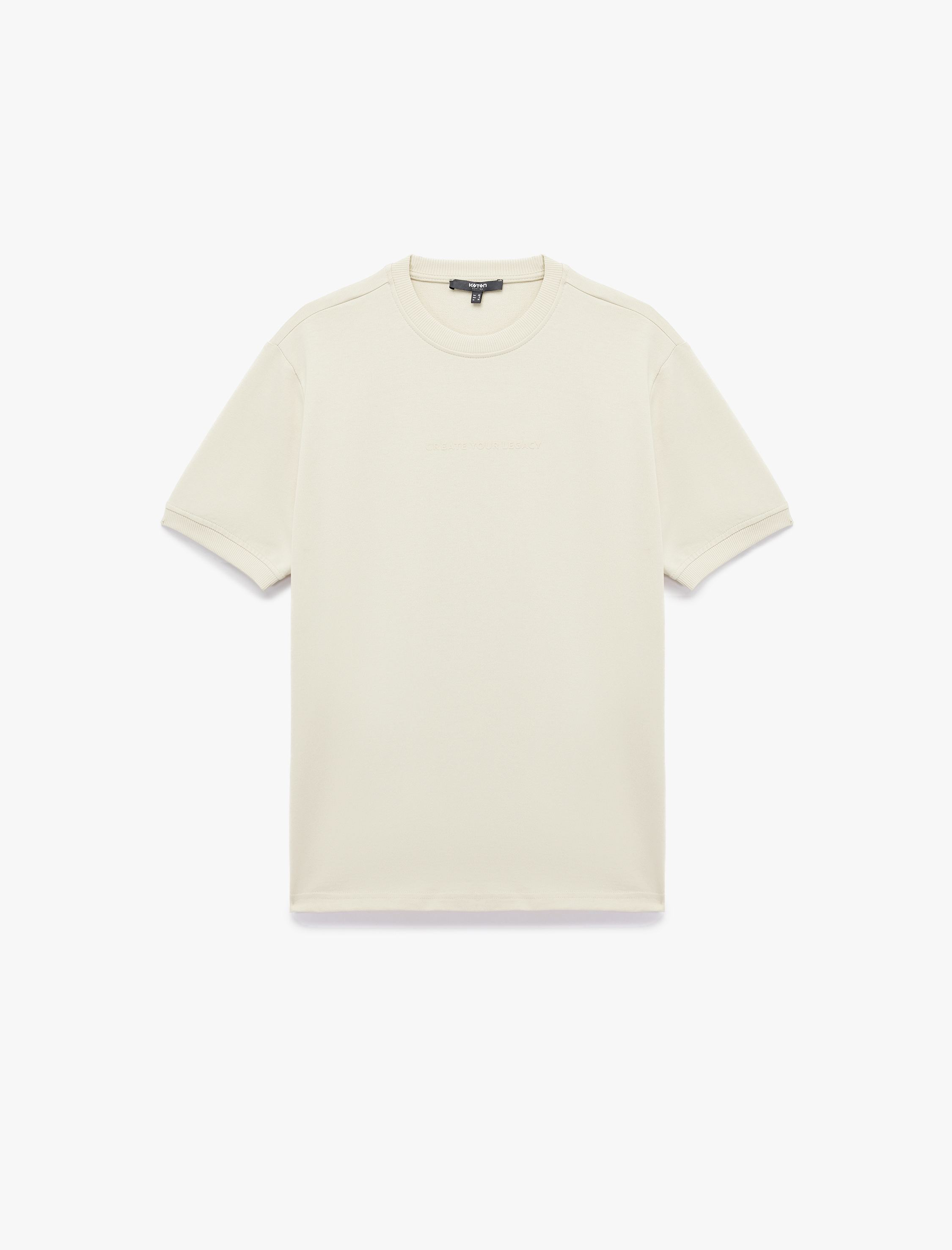   Regular Fit Kısa Kollu Tok Kumaş Bisiklet Yaka Pamuklu Baskılı Tişört