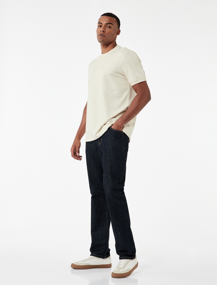  Regular Fit Kısa Kollu Tok Kumaş Bisiklet Yaka Pamuklu Baskılı Tişört