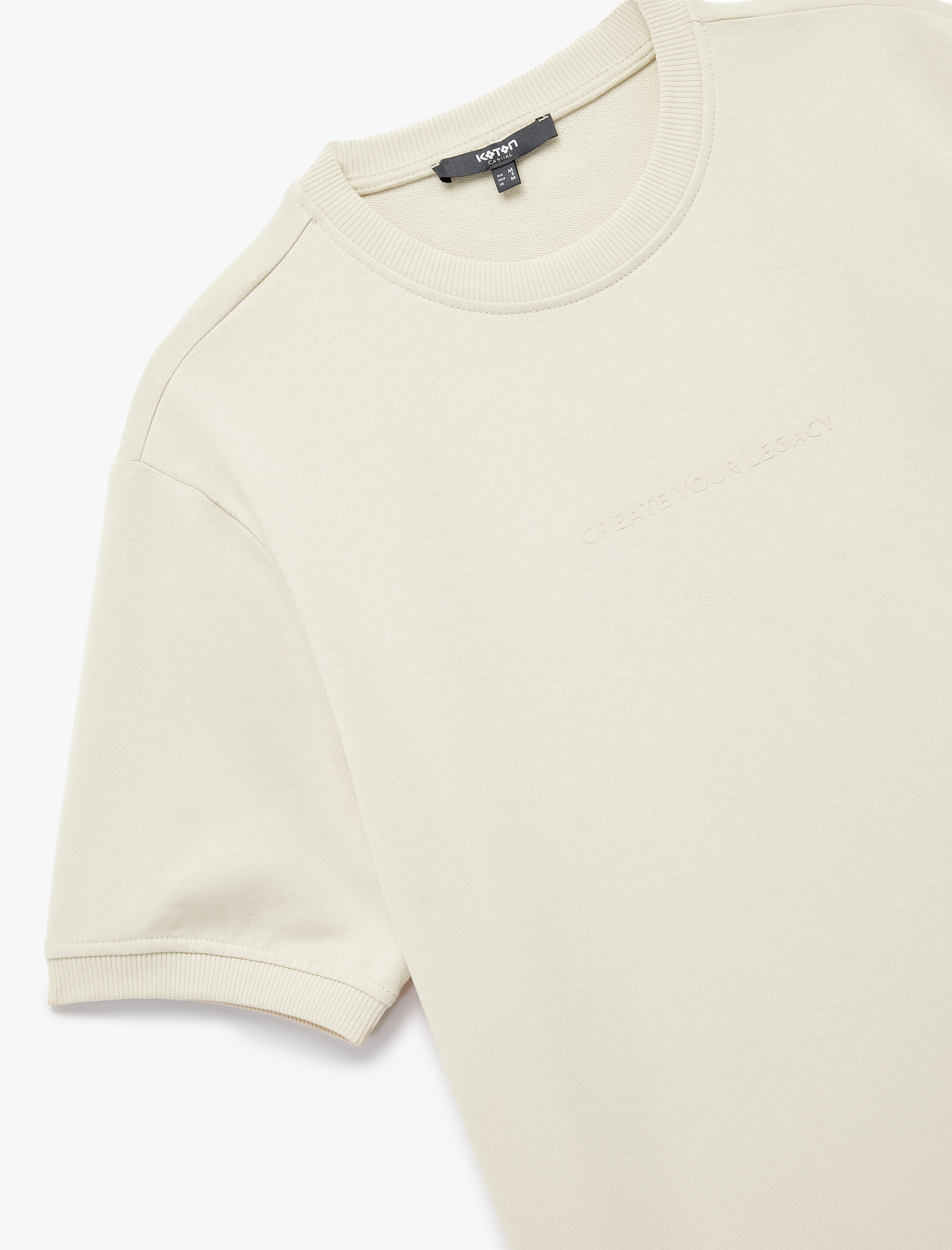   Regular Fit Kısa Kollu Tok Kumaş Bisiklet Yaka Pamuklu Baskılı Tişört