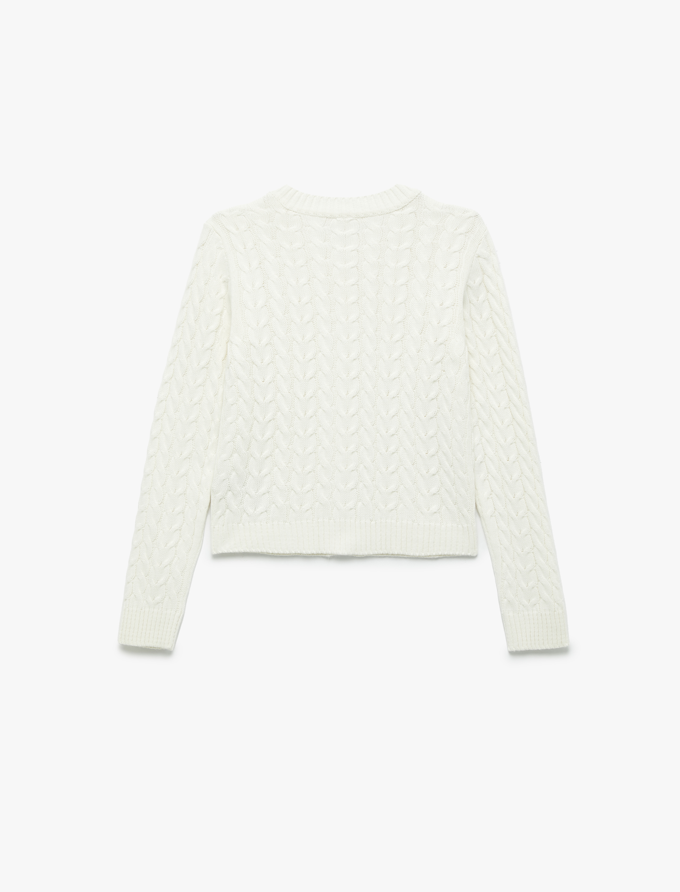   Uzun Kollu Bisiklet Yaka Düğmeli Saç Örgü Hırka