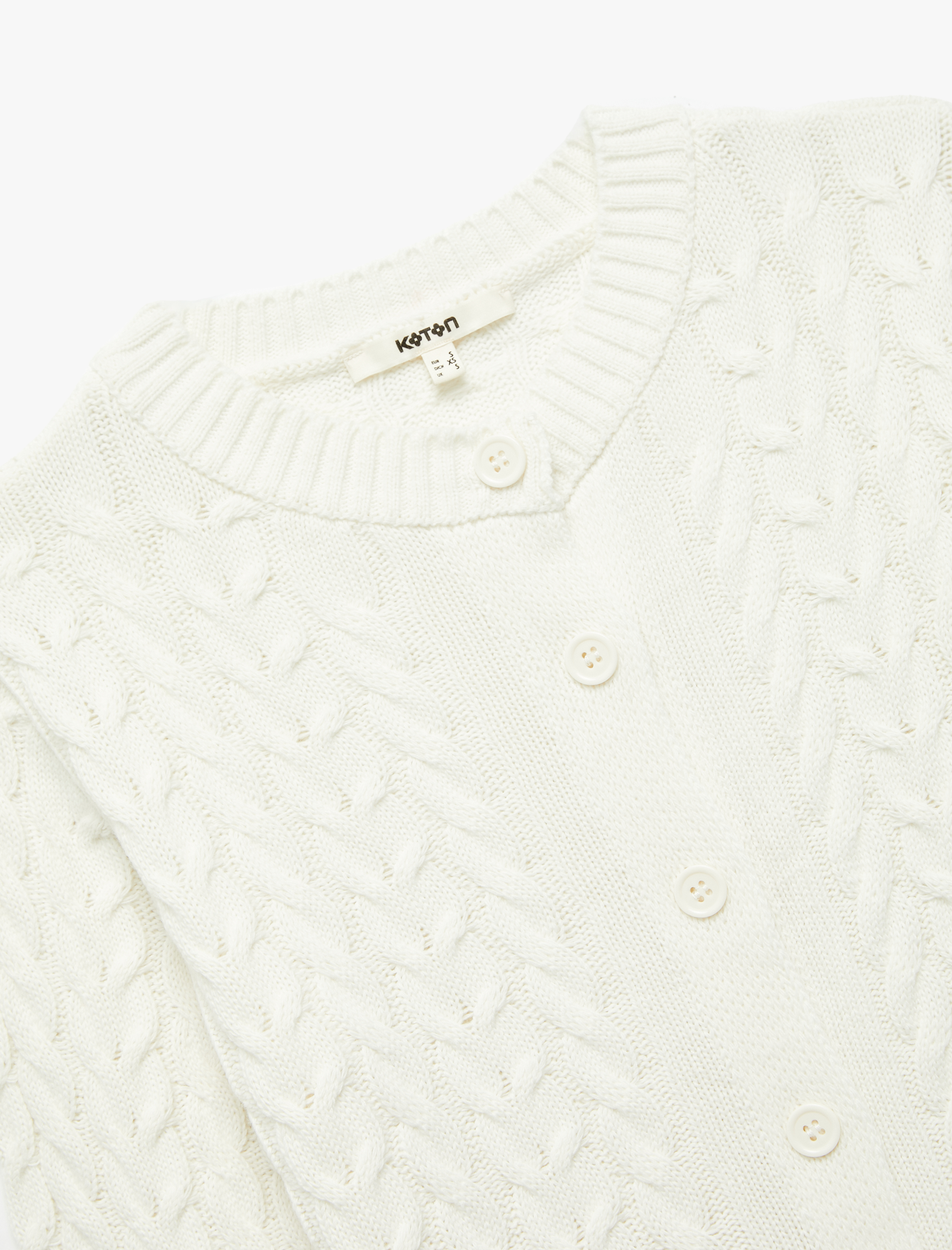   Uzun Kollu Bisiklet Yaka Düğmeli Saç Örgü Hırka