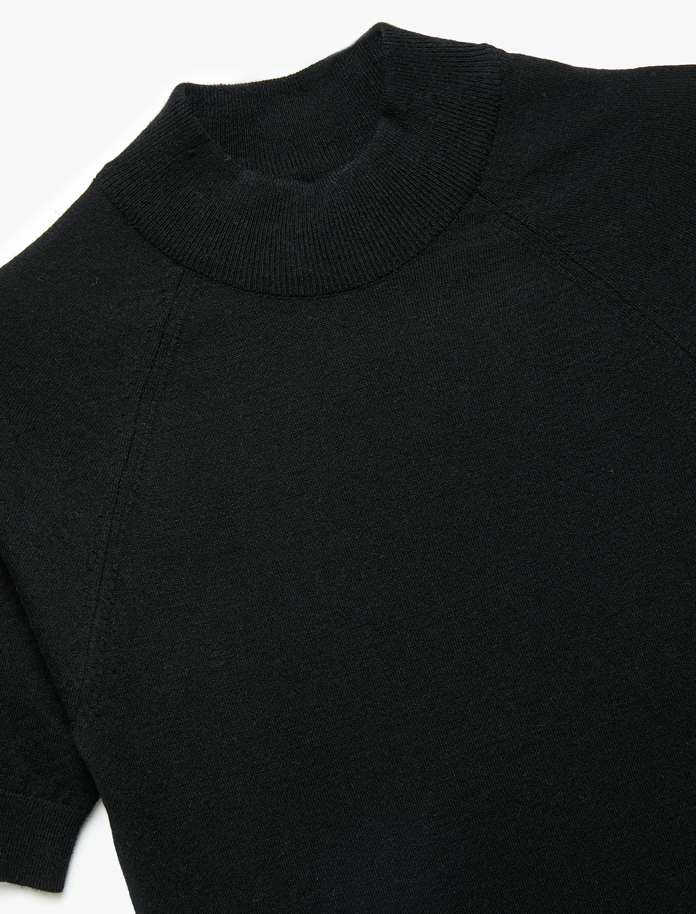   Rayon Kumaş Kısa Kollu Dik Yaka Triko Kazak