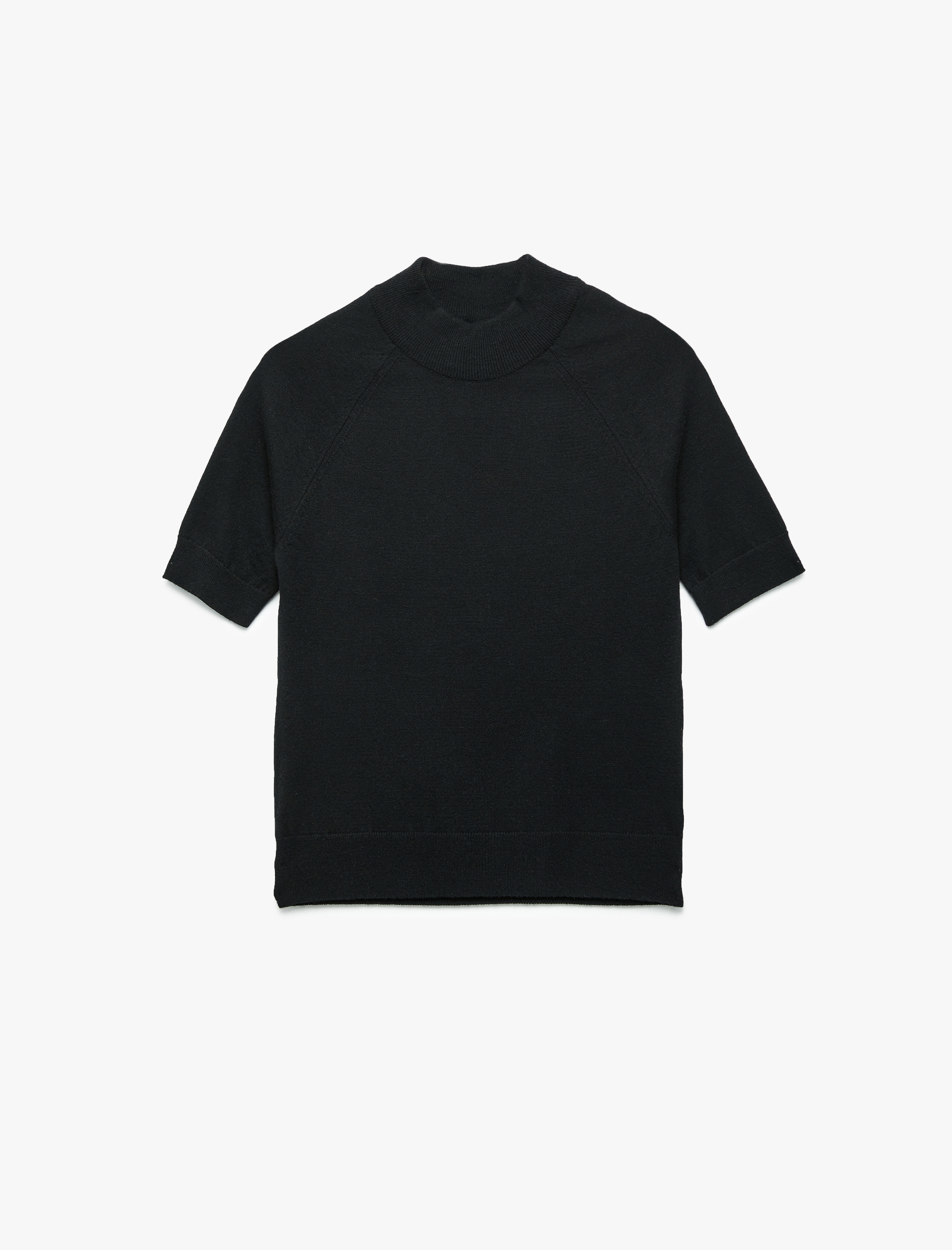   Rayon Kumaş Kısa Kollu Dik Yaka Triko Kazak