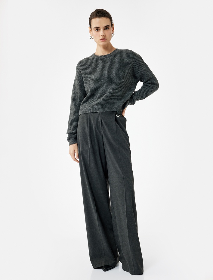  Uzun Kollu Bisiklet Yaka Triko Basic Kazak